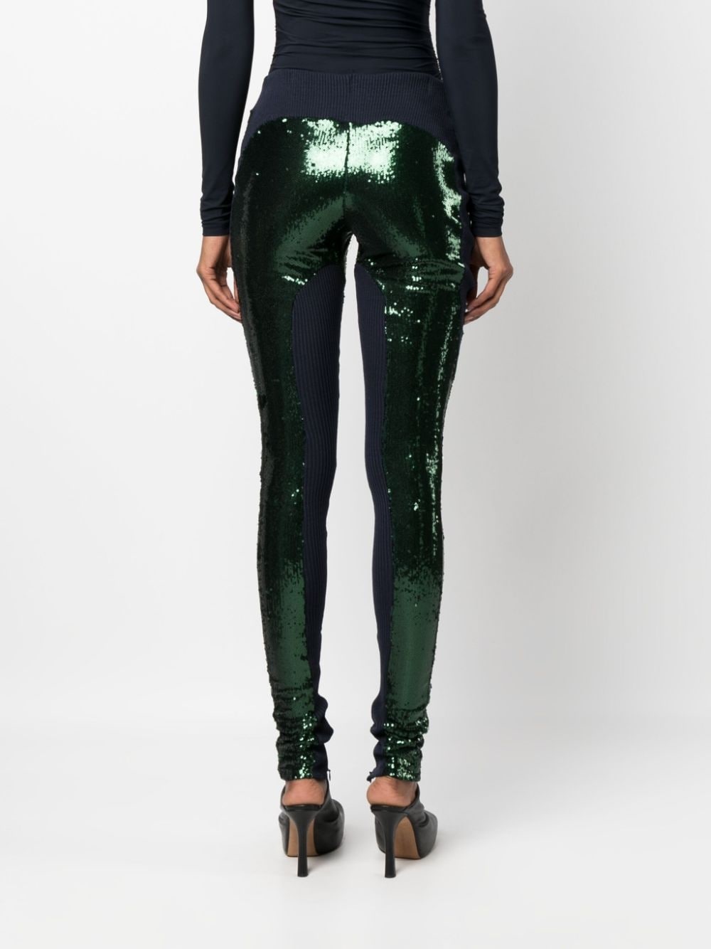 panelled sequin leggings - 4