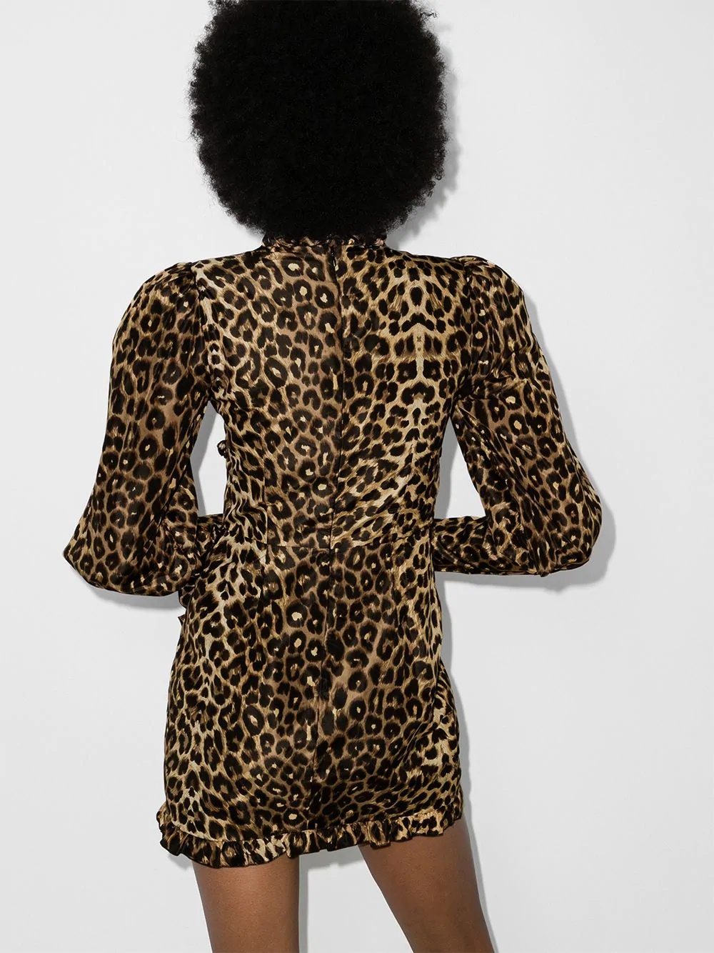 leopard print puff sleeve dress - 3