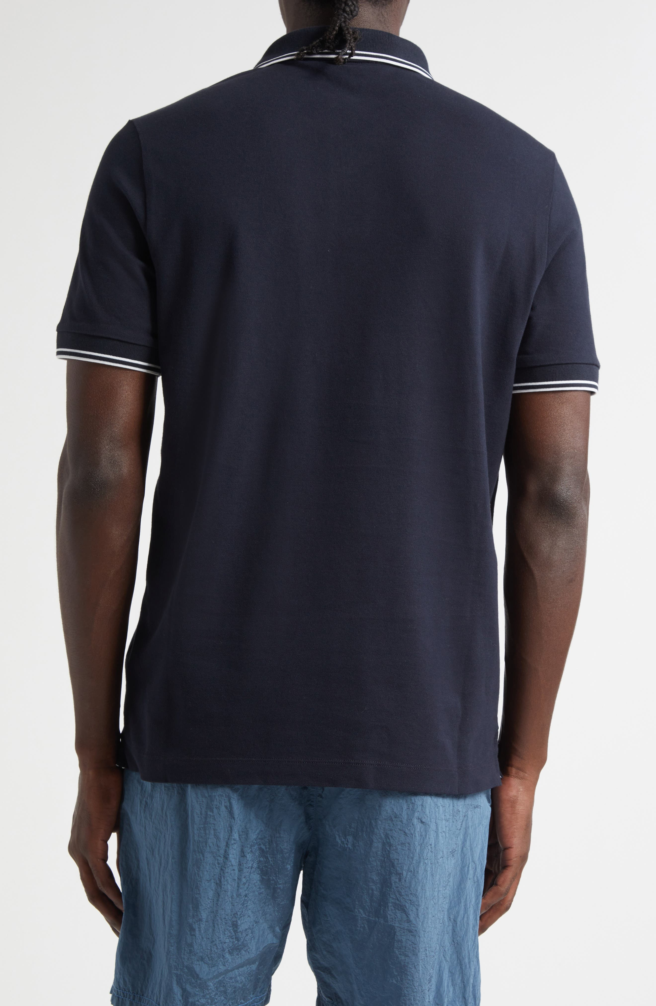 Stone Island Tipped Stretch Cotton Polo in V0020 Navy Blue at Nordstrom - 2