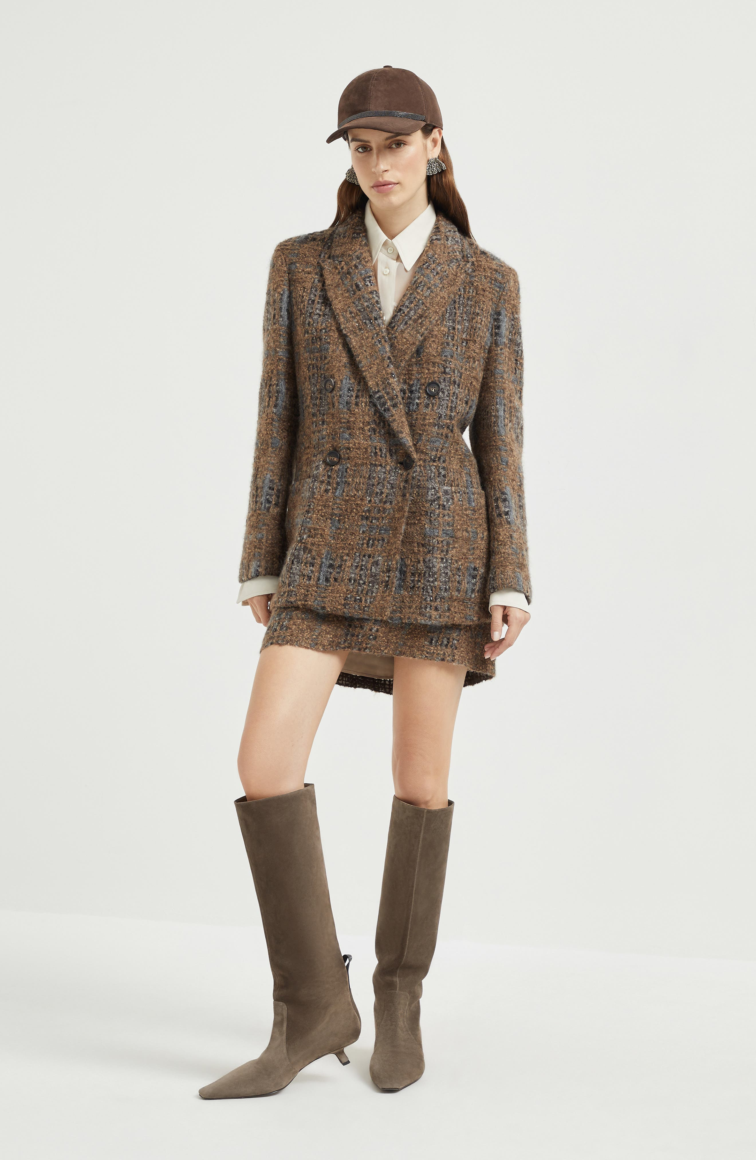 Brunello Cucinelli Blazer with Prince of Wales Embroidery in Brown at Nordstrom - 6