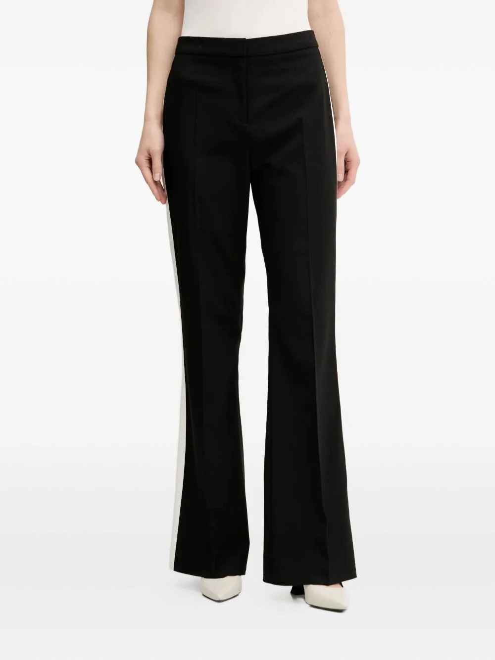 side-stripe flared trousers - 1