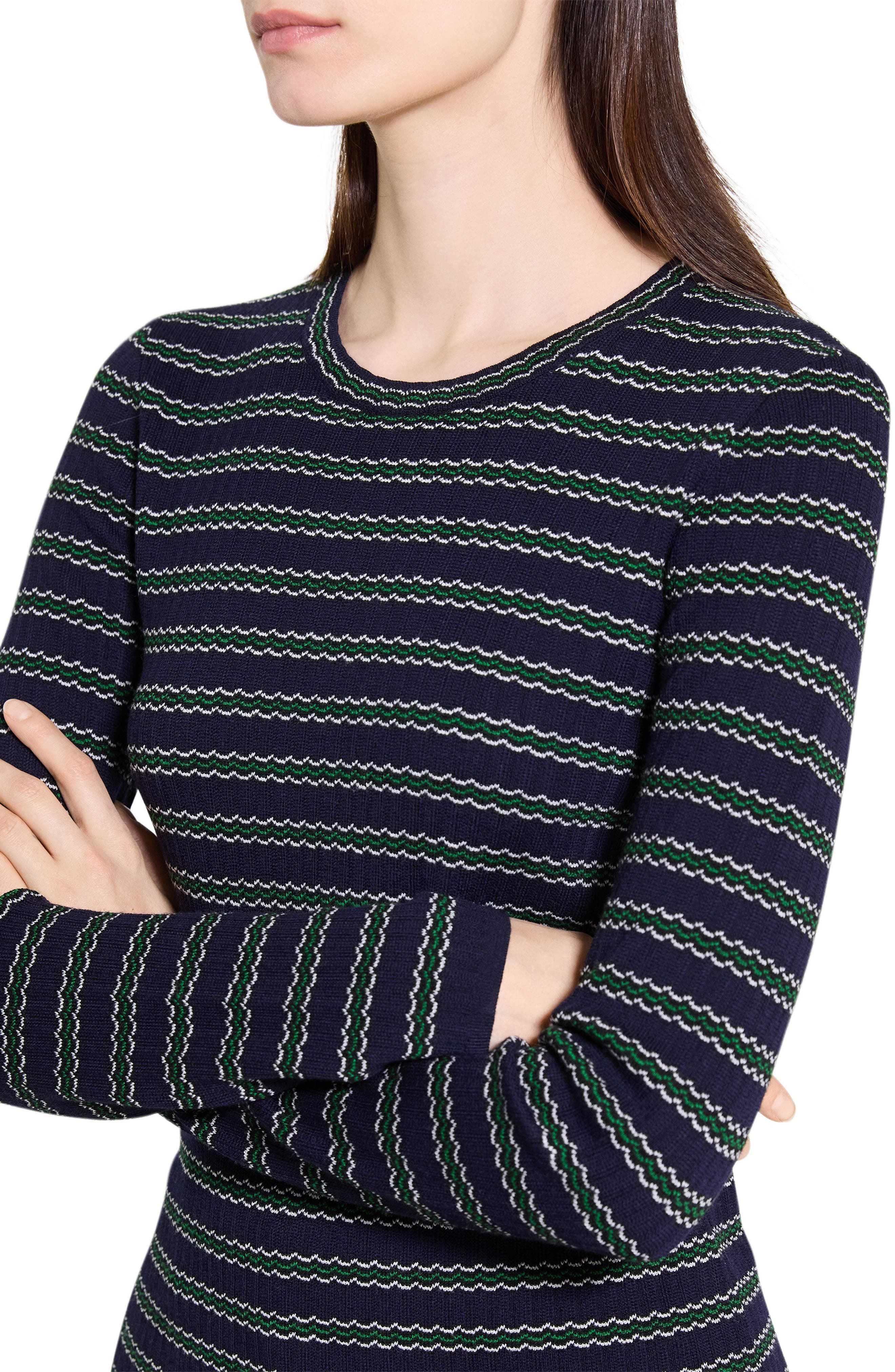 Theory Stripe Merino Wool Sweater in Deep Navy Multi at Nordstrom - 4