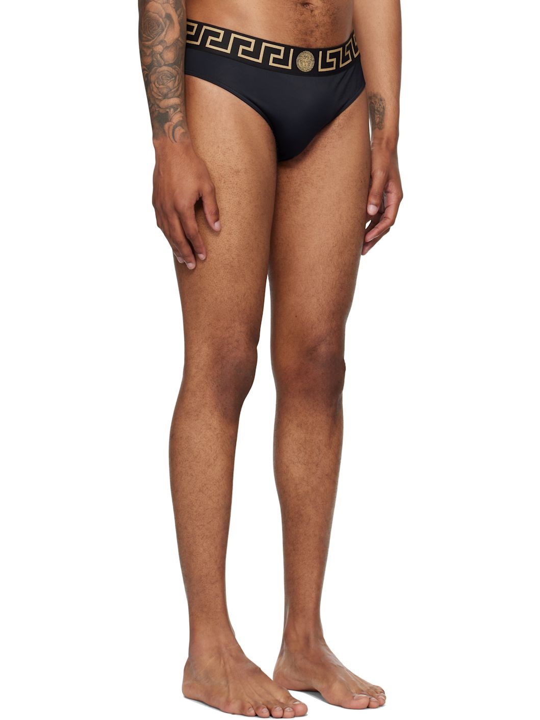 Black Greca Border Swim Briefs - 2
