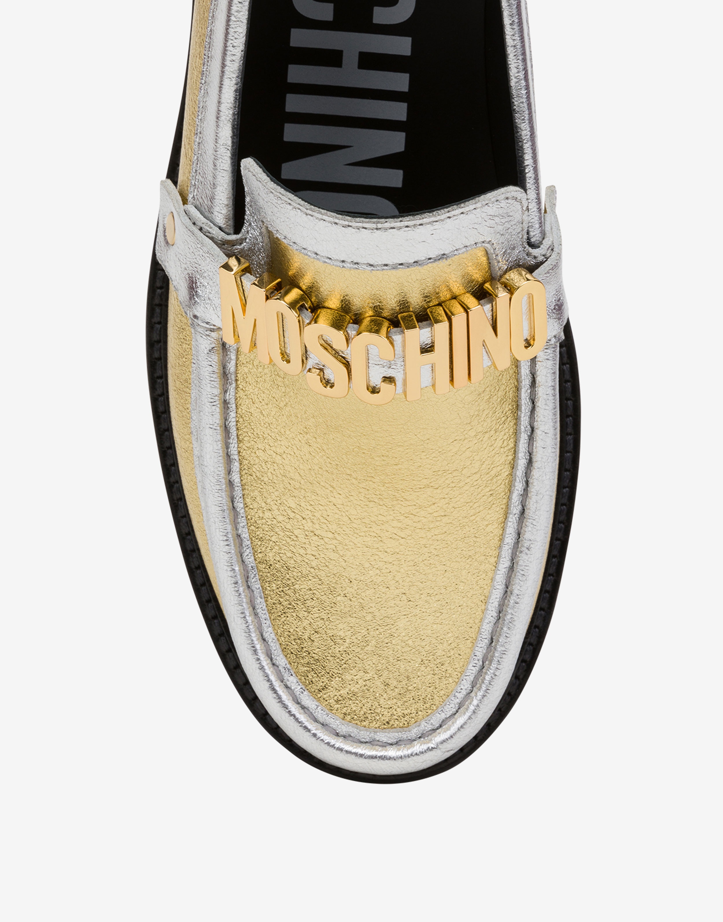 MOSCHINO COLLEGE TWO-TONE LAMINATED LOAFERS - 4