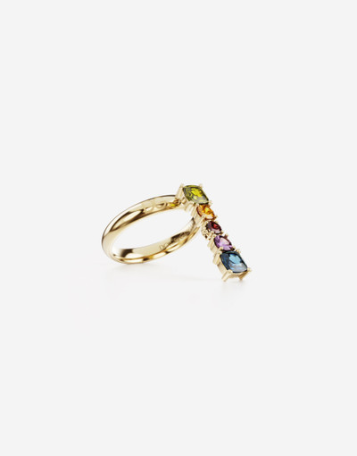 Dolce & Gabbana Rainbow alphabet I ring in yellow gold with multicolor fine gems outlook