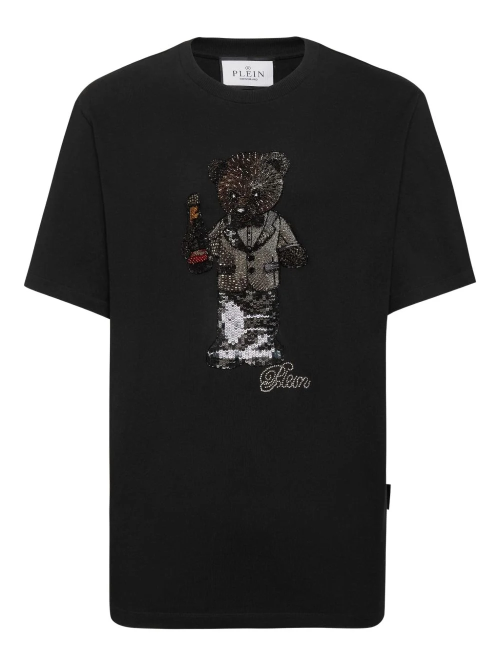 teddy bear-motif crystal-embellished T-shirt - 1