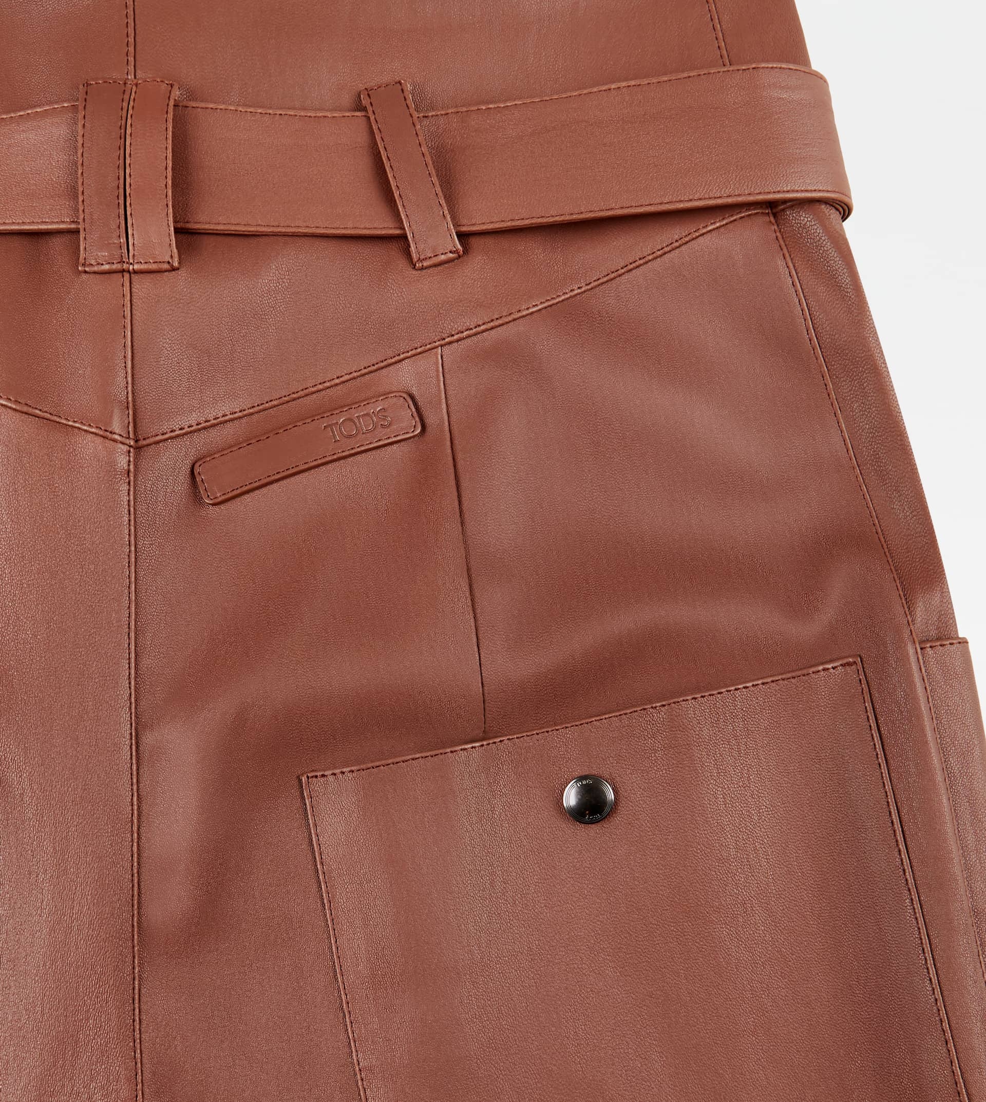 PANTS IN STRETCH NAPPA LEATHER - BROWN - 4