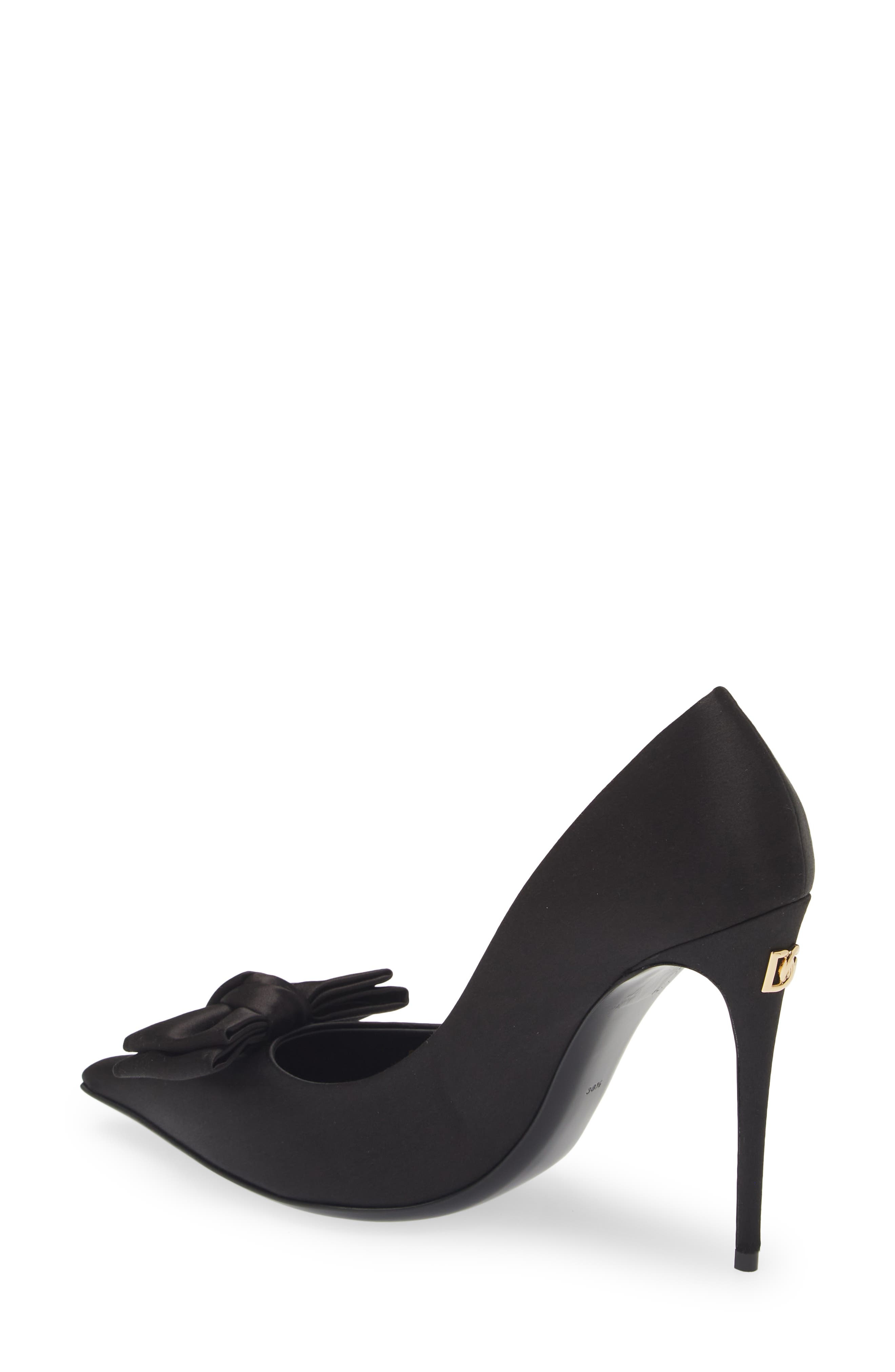 Dolce&Gabbana Mun Bow Satin Pump in Nero/Nero at Nordstrom - 2