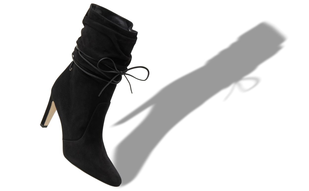 Black Suede Slouchy Ankle Boots - 2