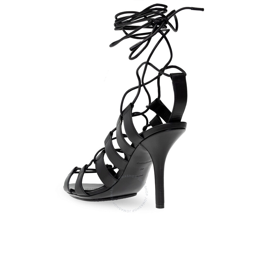 Burberry Ladies Black Beverly Cut-Out Leather Laced Stiletto-Heel Sandals - 3