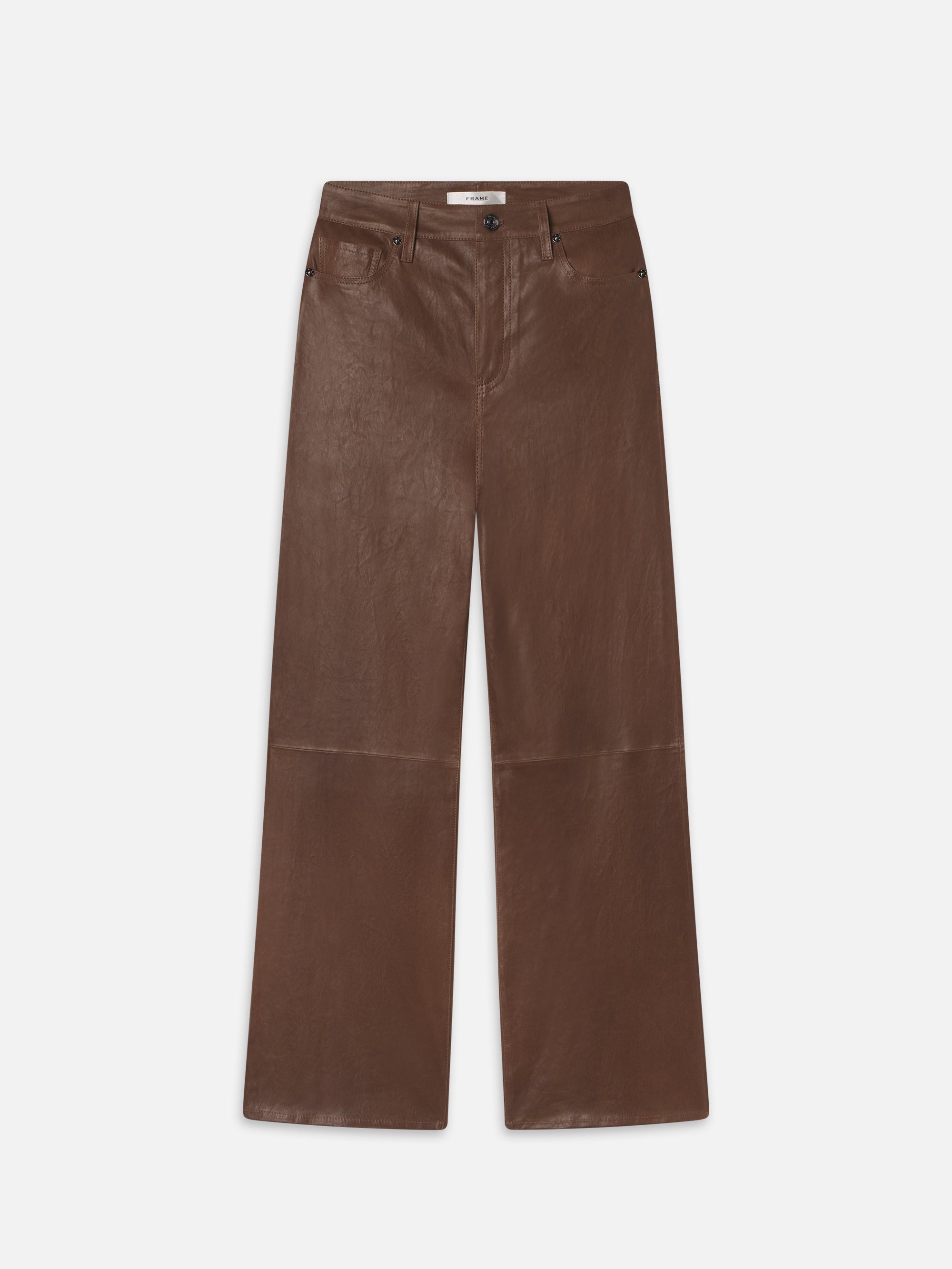 Le Slim Palazzo Leather in Bark - 1
