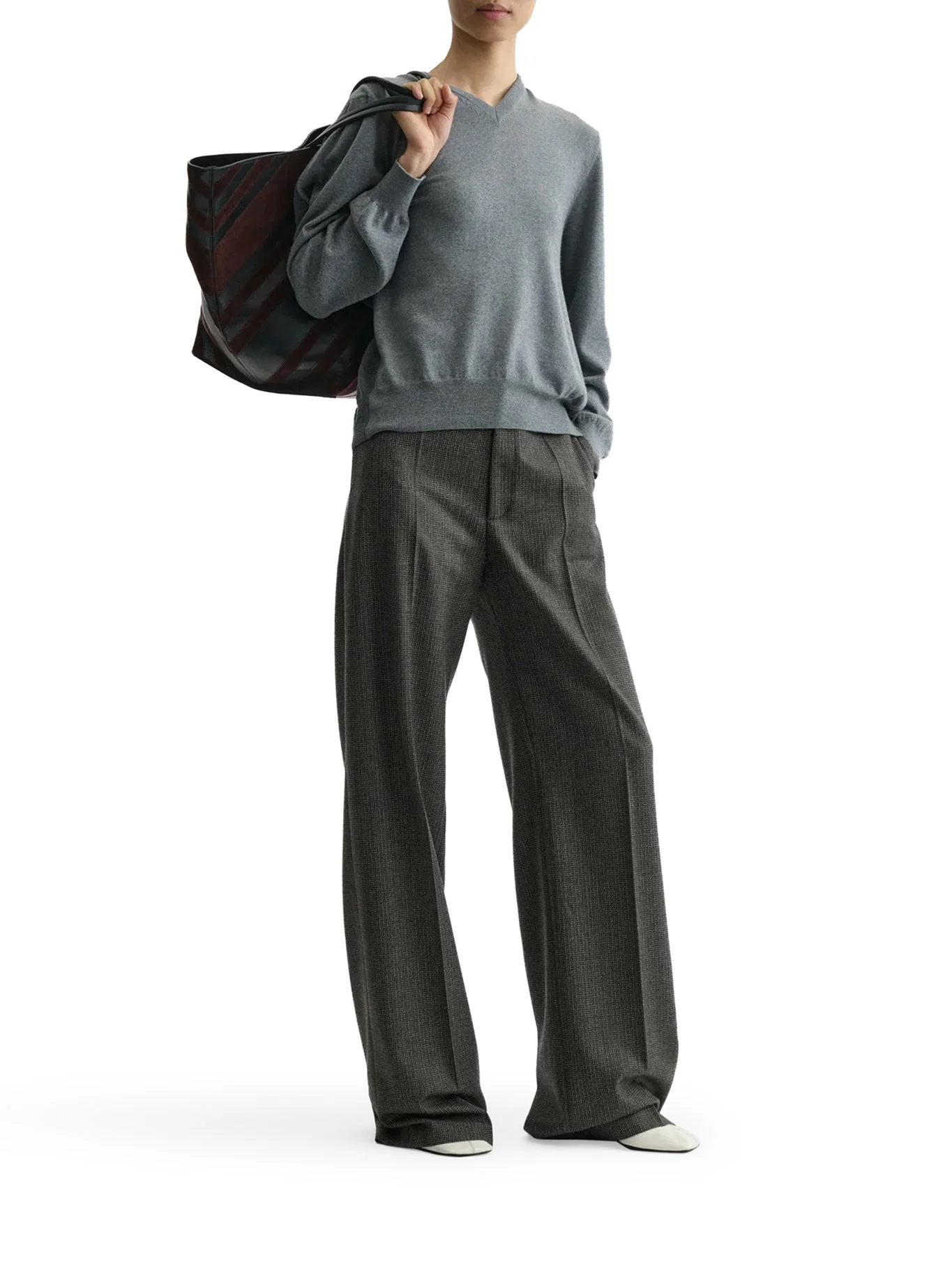 V-NECK BACK WOOL SWEATER - 1