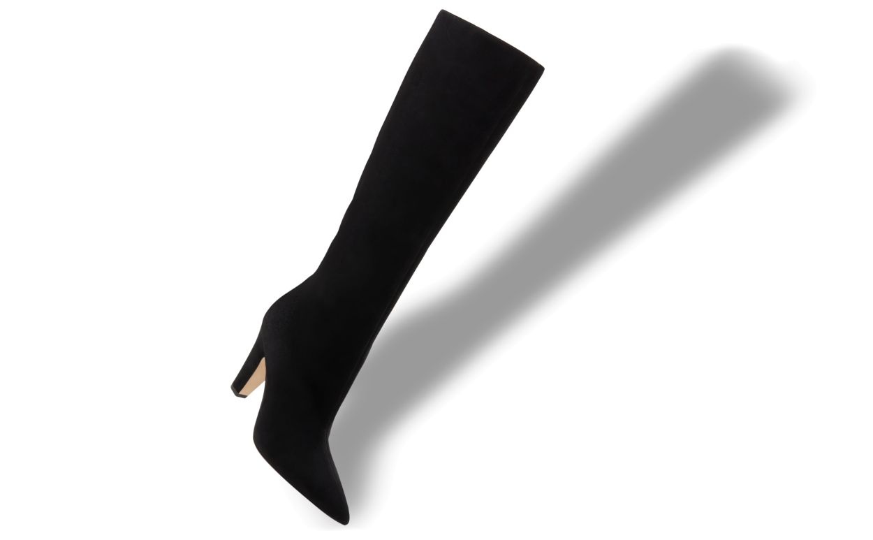 Black Suede Knee High Boots - 2