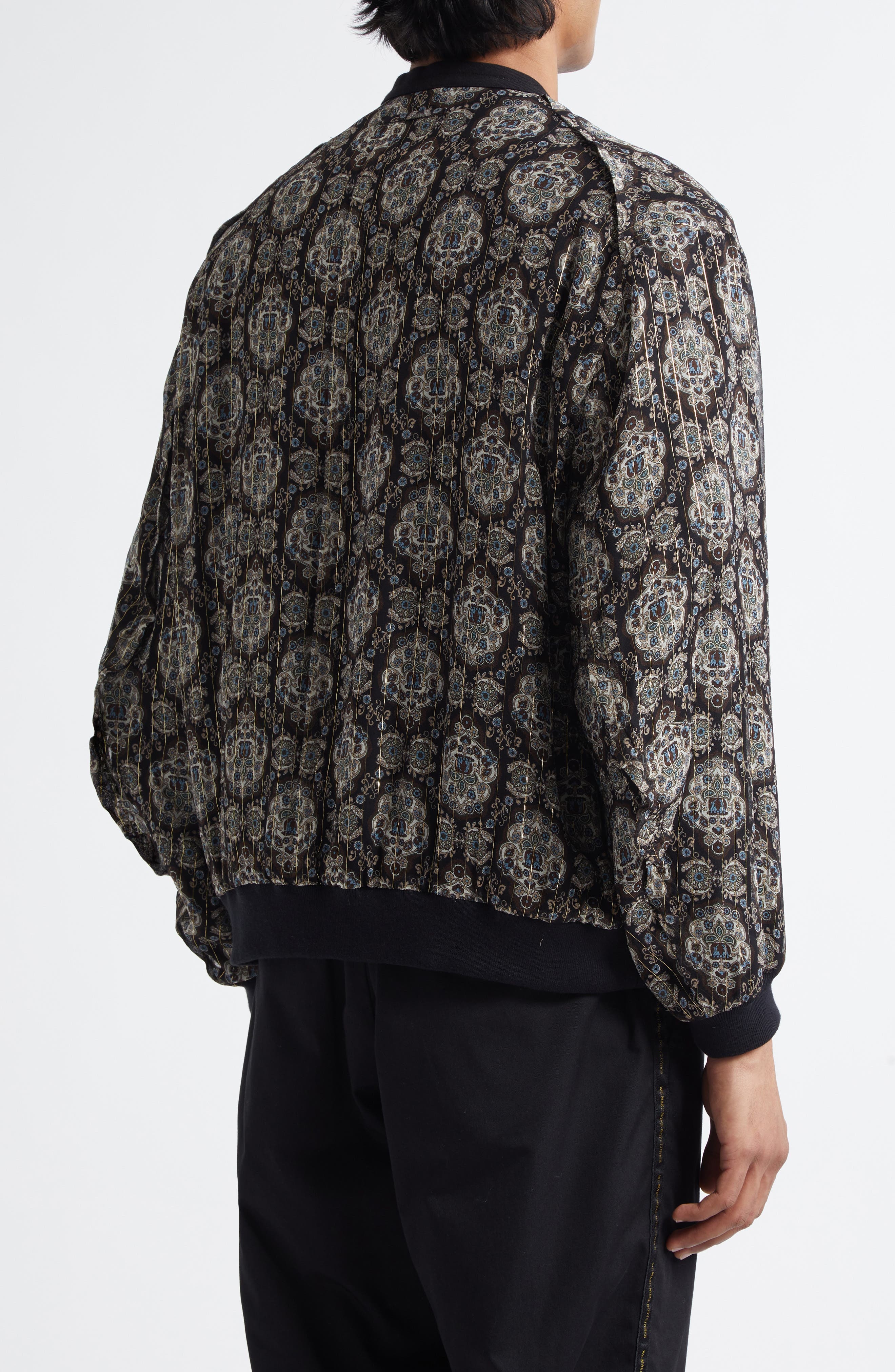 Undercover Print Silk Blend Blouson Jacket in Black Base at Nordstrom - 3