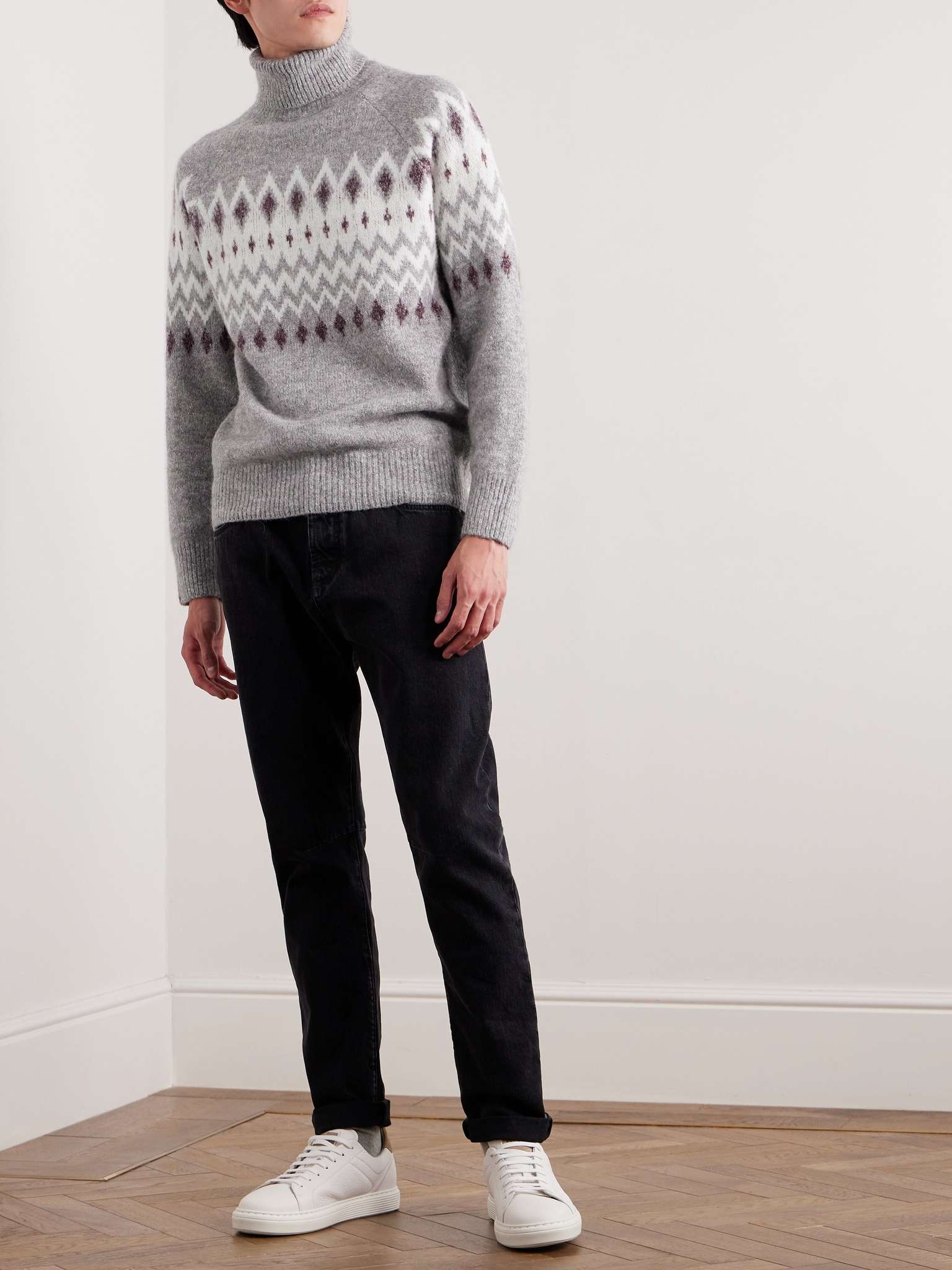 Brunello Cucinelli Flecked Icelandic Jacquard turtleneck