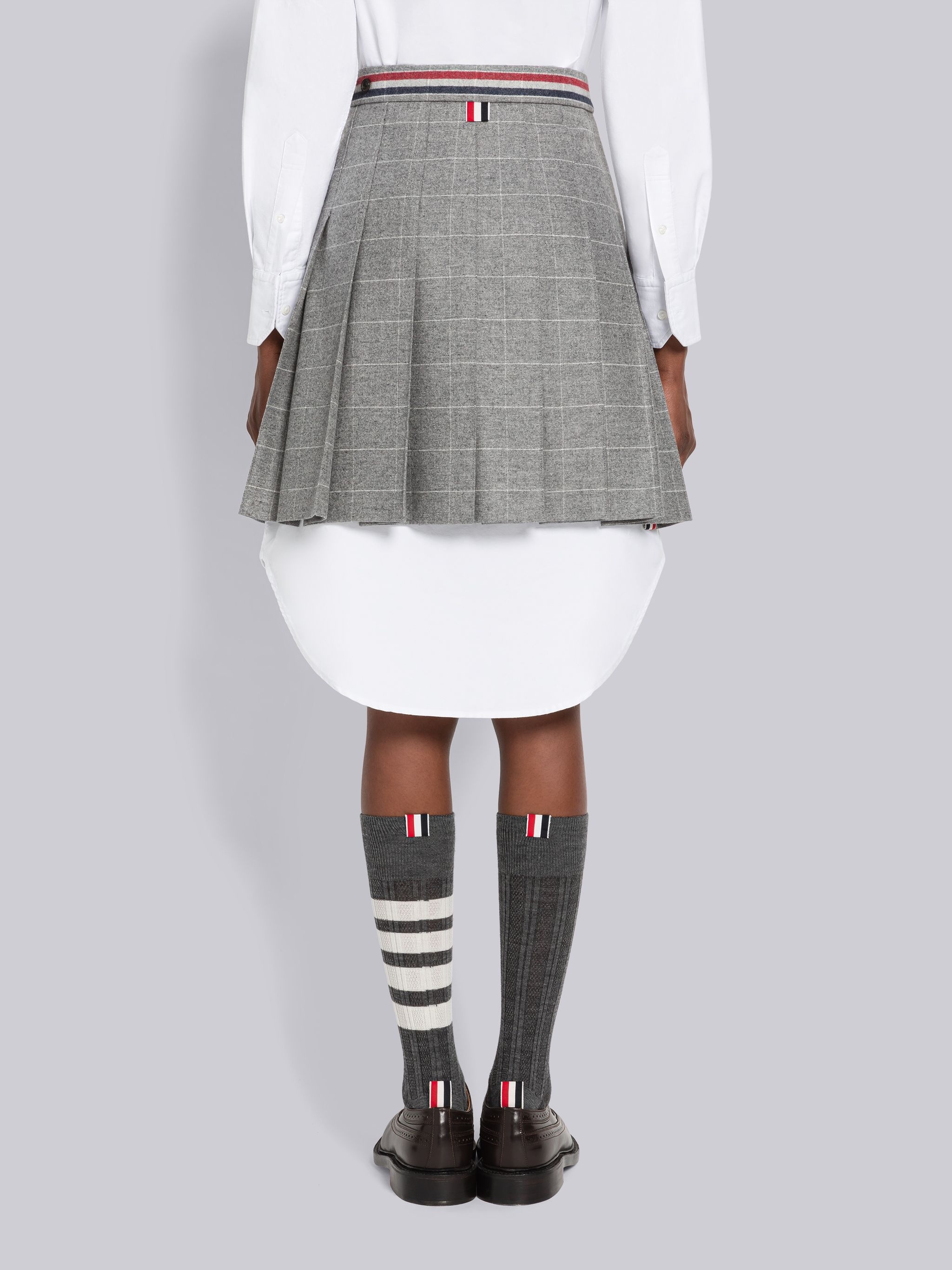 Windowpane Flannel Pleated Mini Skirt - 3