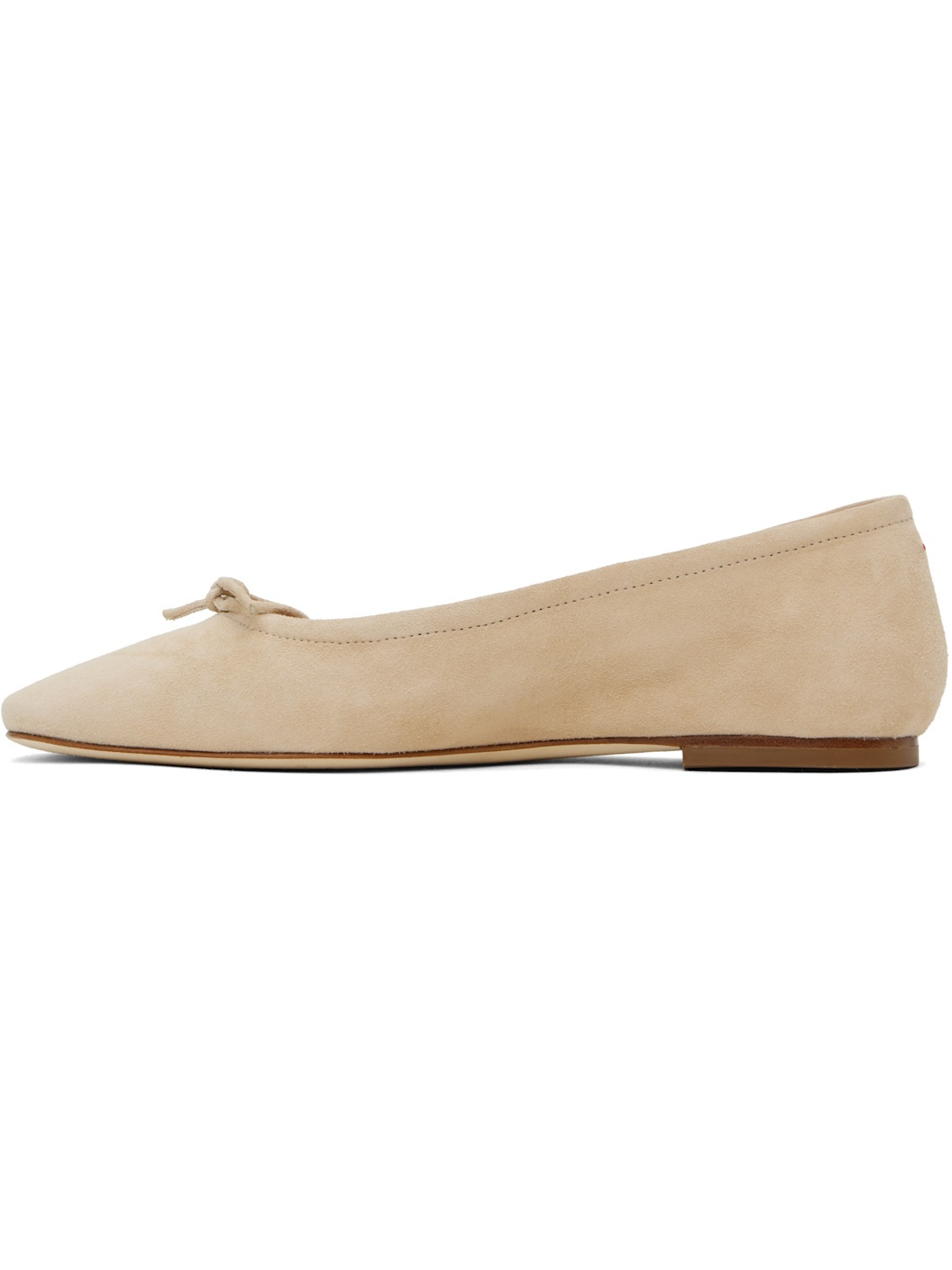 Beige Delfina Suede Ballerina Flats - 3