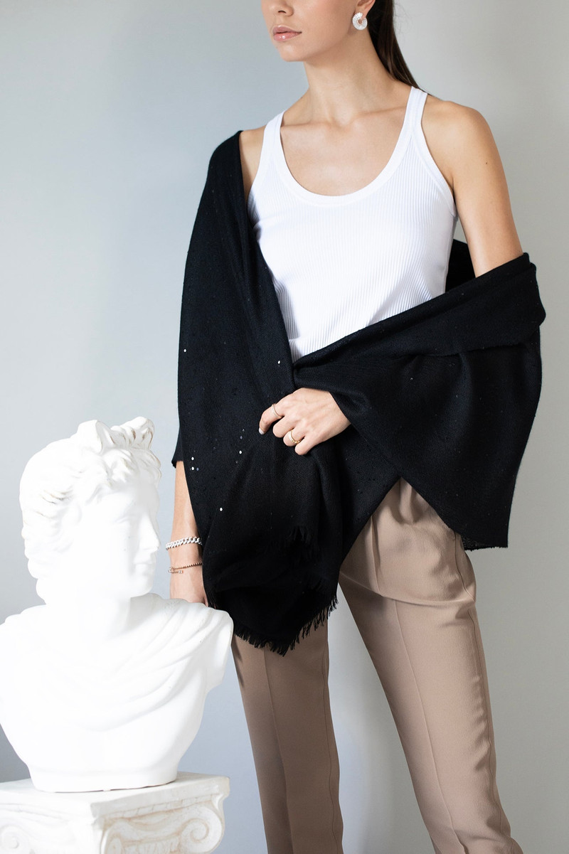 Brunello Cucinelli Paillette Scarf - Nero outlook