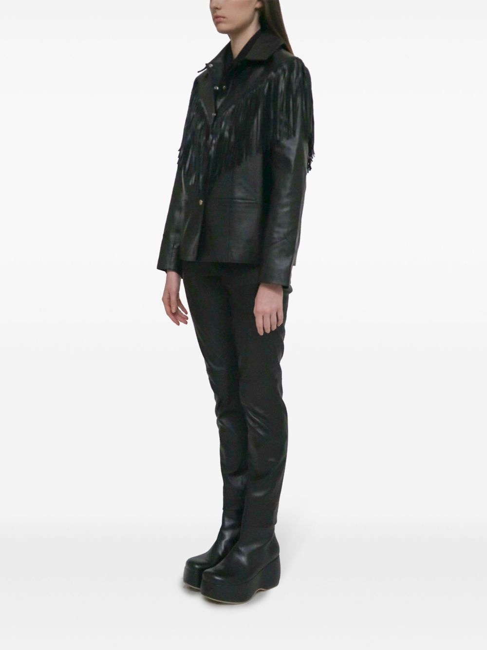 fringe leather jacket - 3