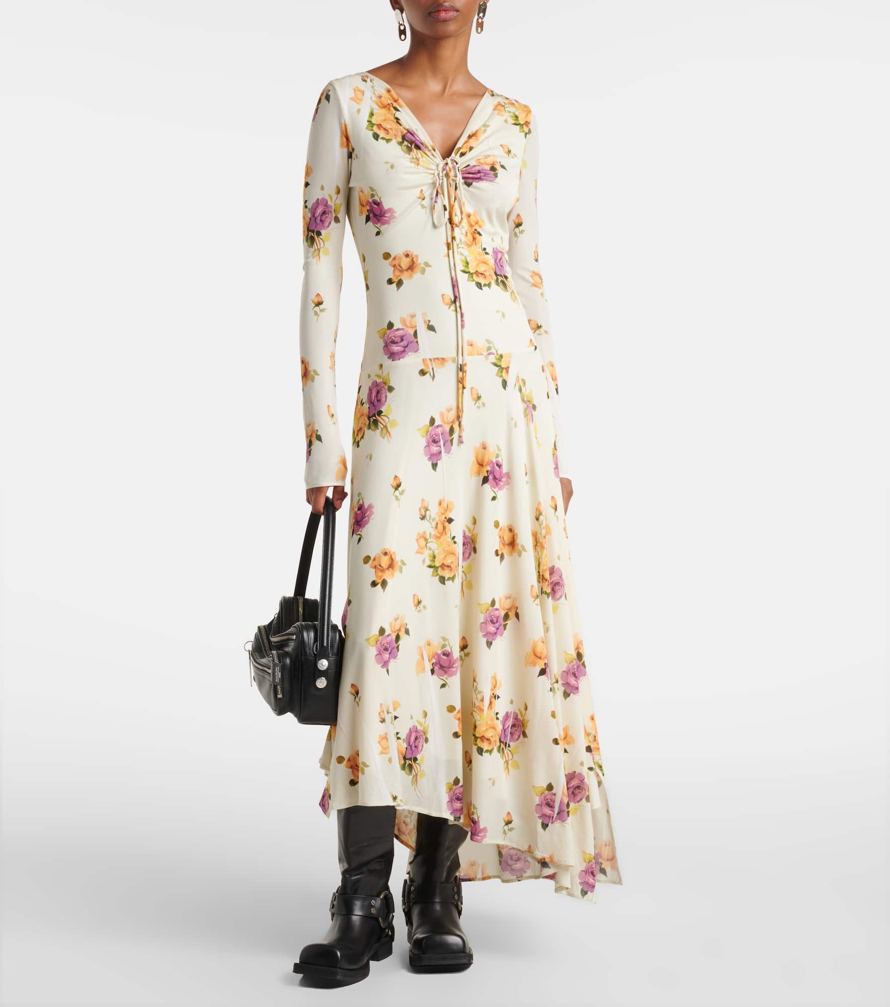 Edna floral asymmetric midi dress - 2