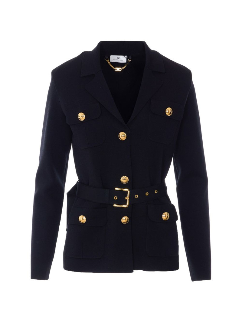belted logo-button jacket 1
