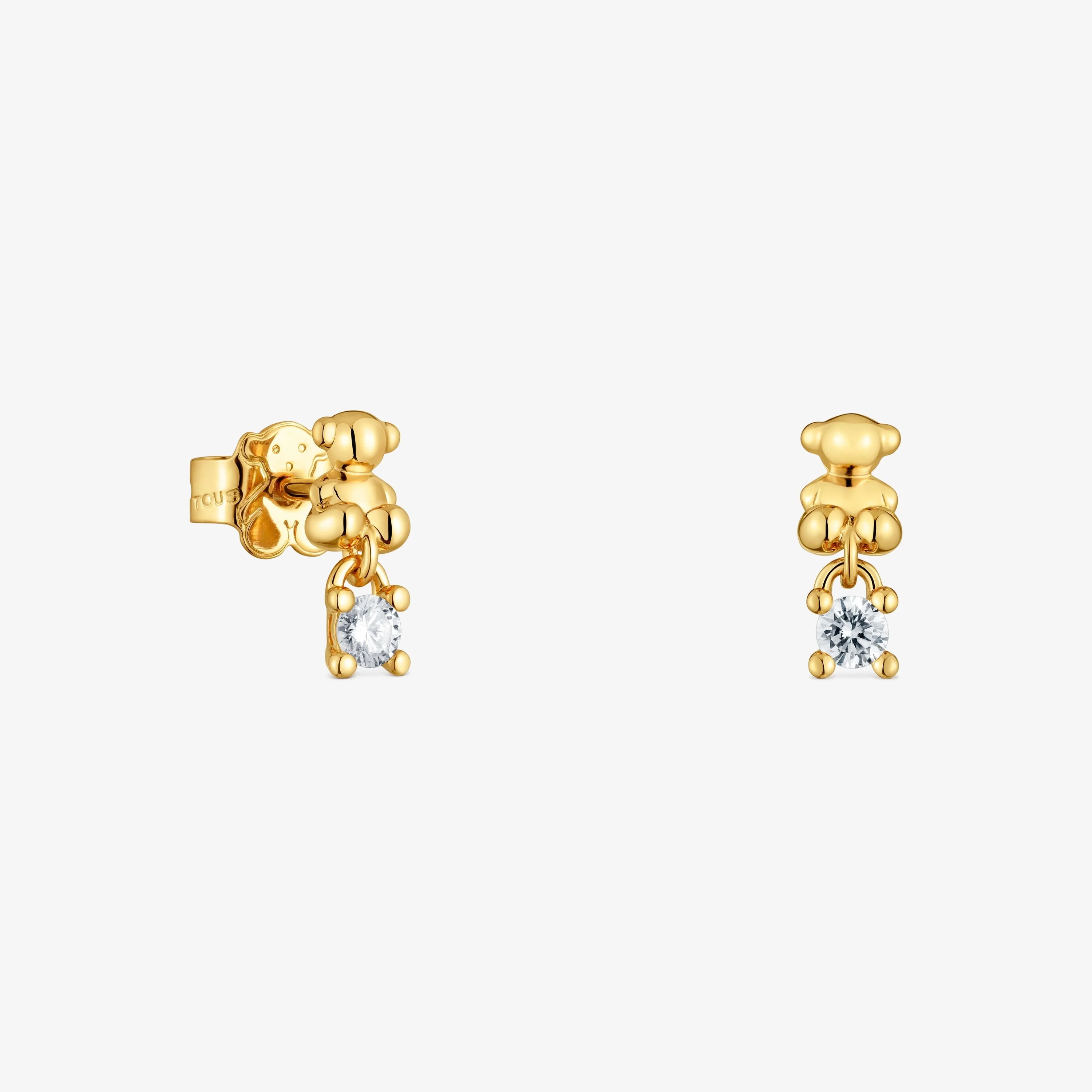 Bear Earrings with 18K gold vermeil and laboratory-grown diamonds Bold Bear LGD - 1