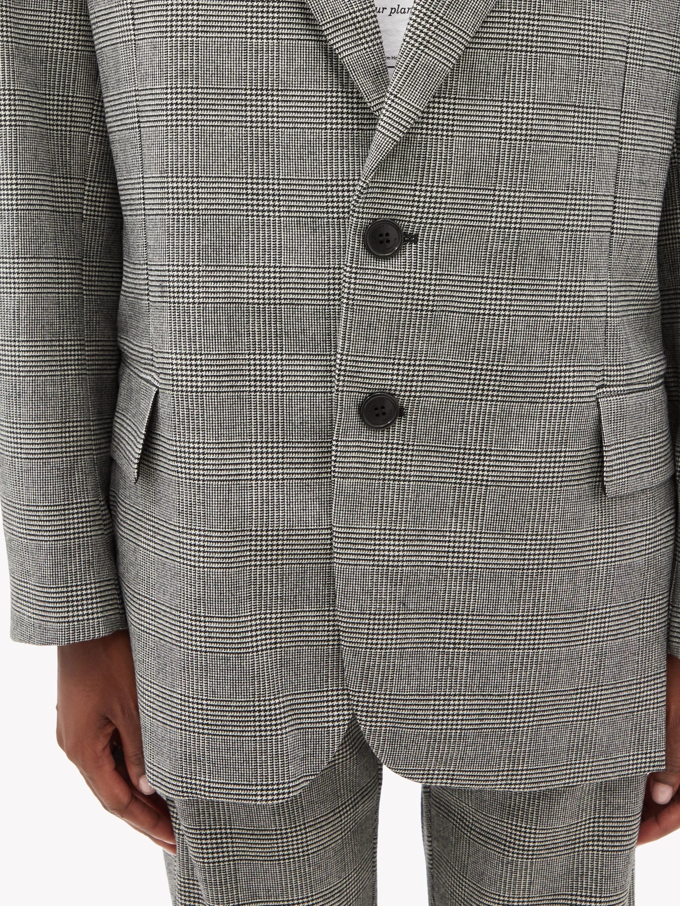 Cutaway-hem checked wool blazer - 4