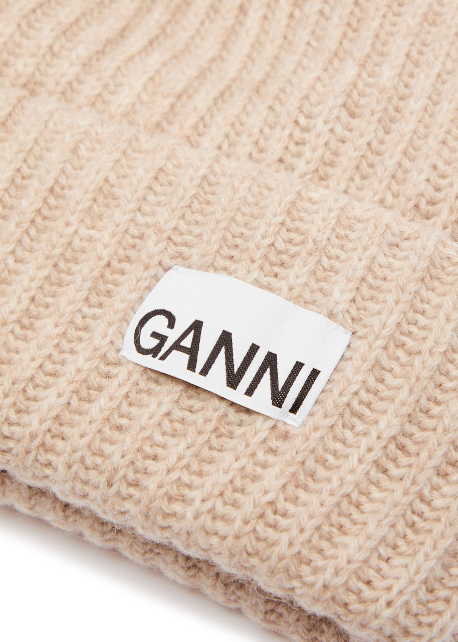 Ganni Logo Ribbed Wool-blend Beanie - 3