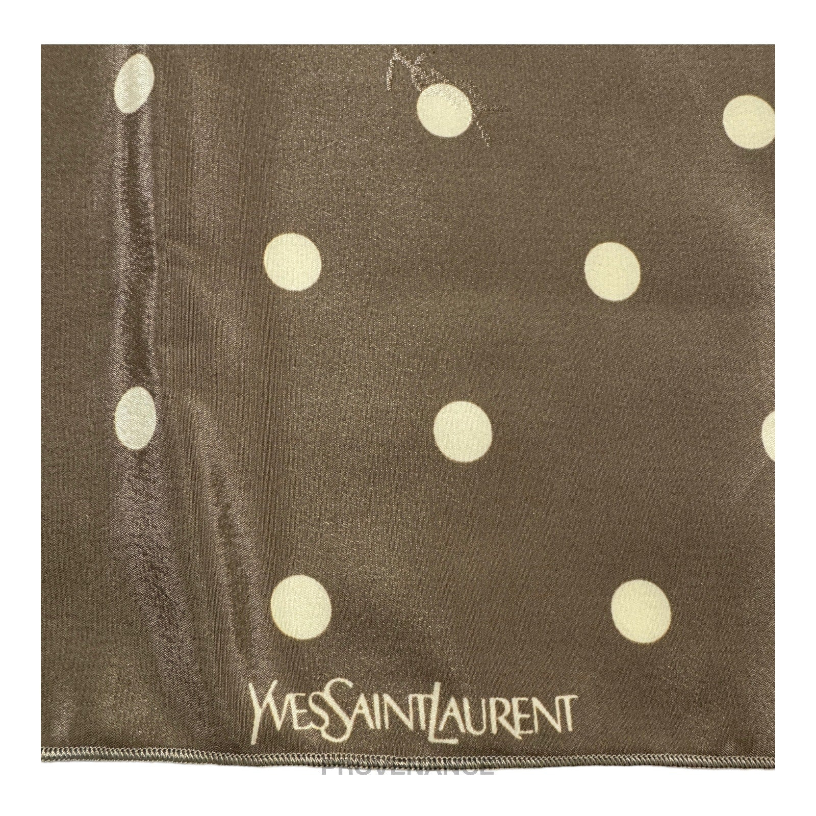 Yves Saint Laurent YSL Silk Scarf 90 - Polkadot Taupe - 5