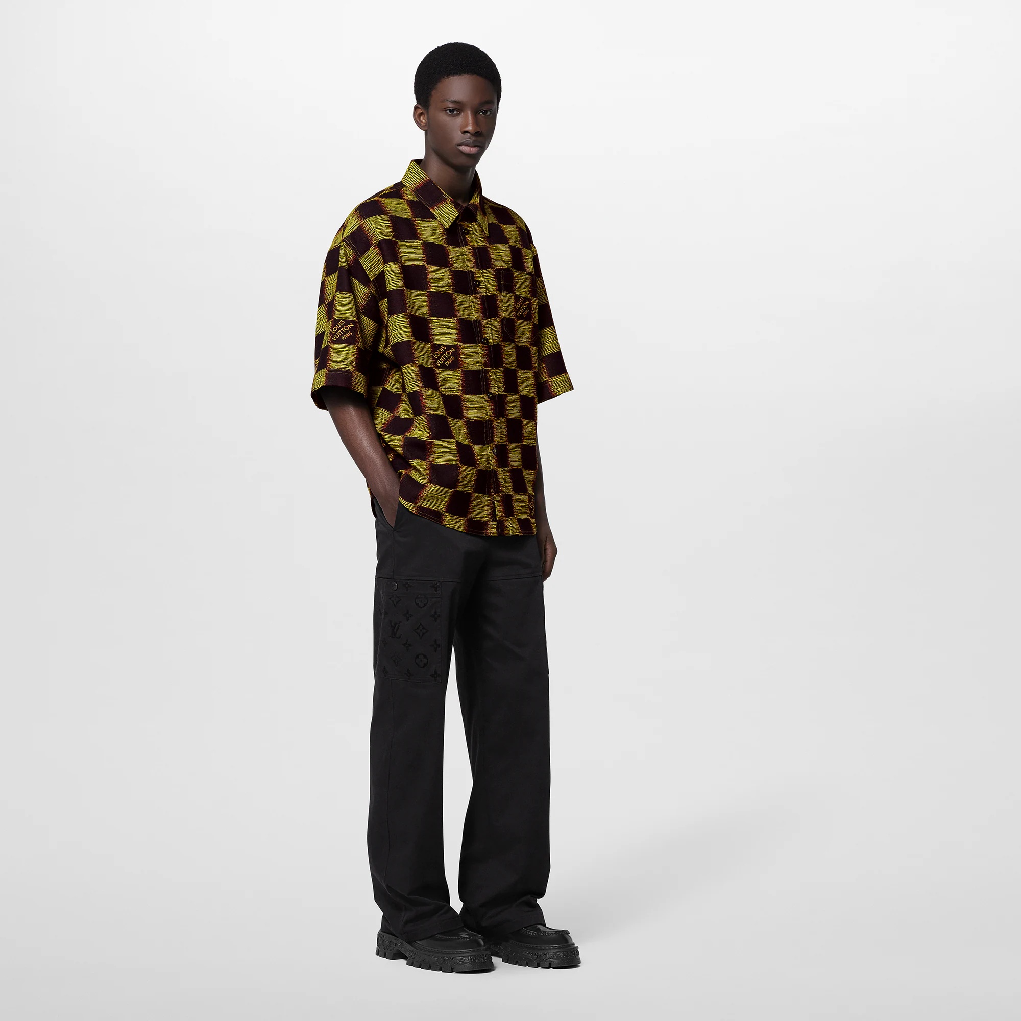Short-Sleeved Damier Wool Shirt - 4