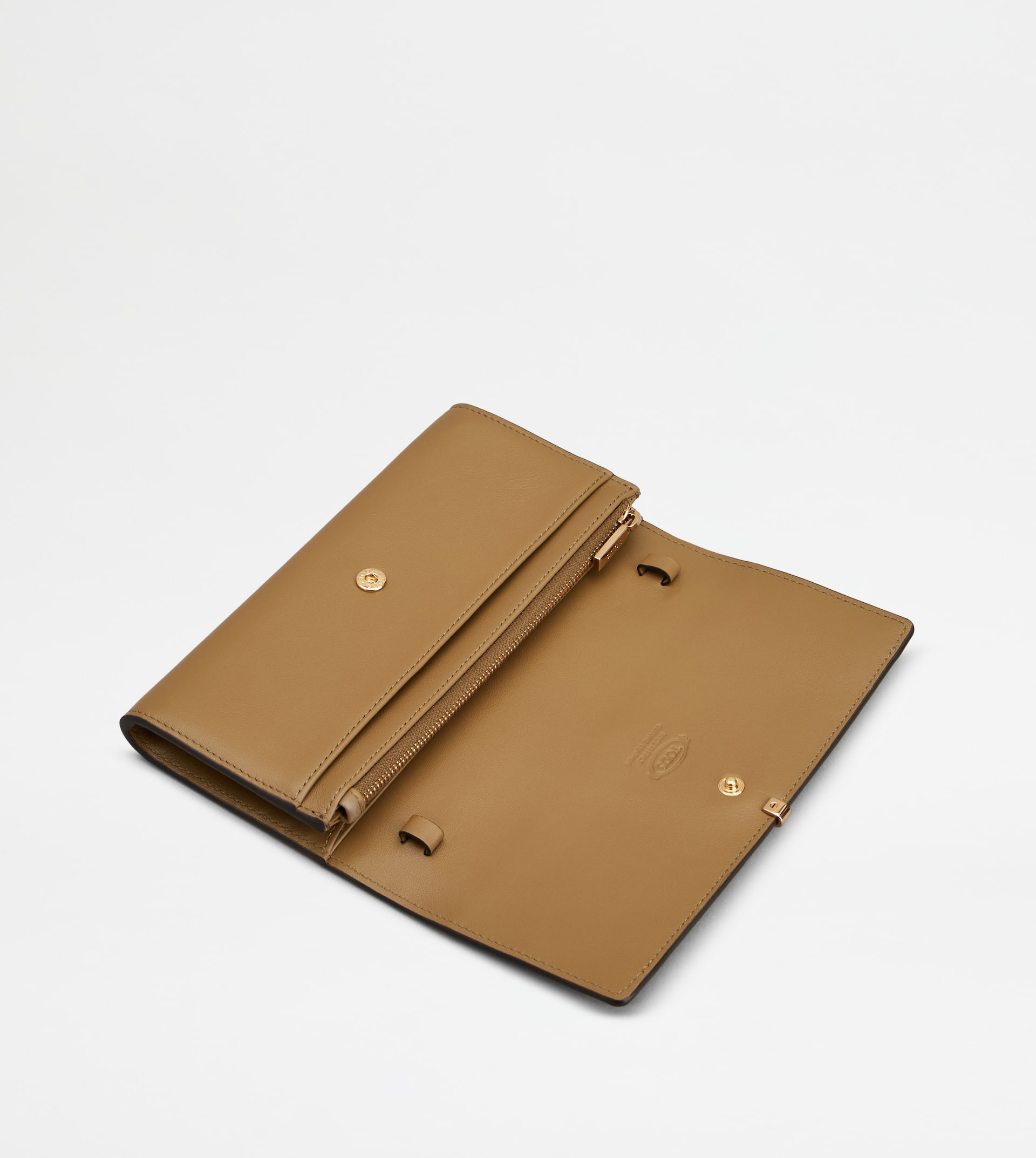 WALLET IN LEATHER WITH SHOULDER STRAP - BROWN - 5