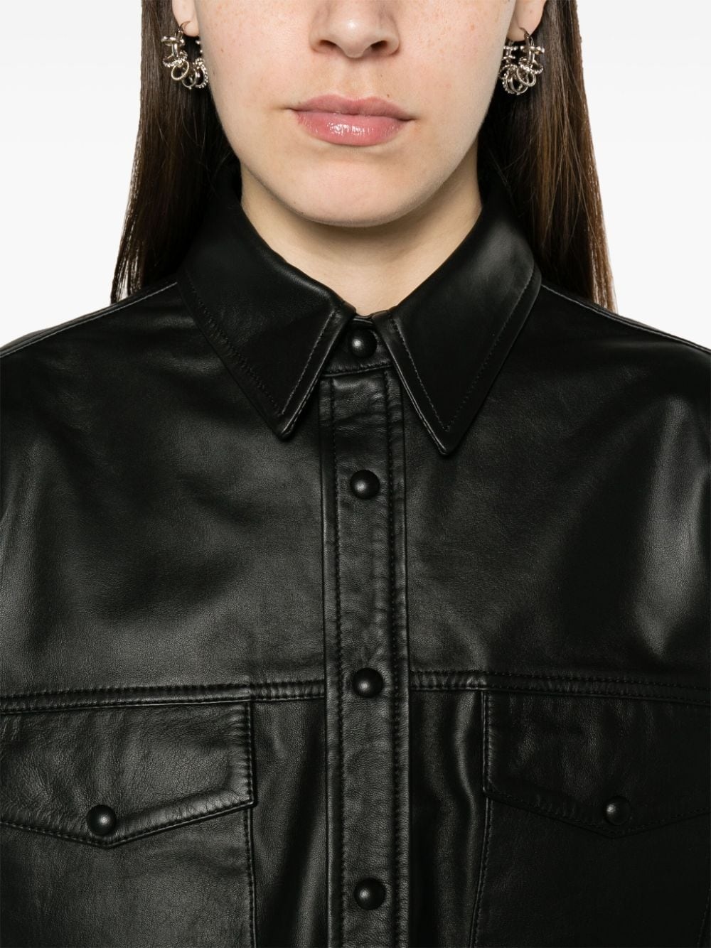 leather shirt jacket - 5