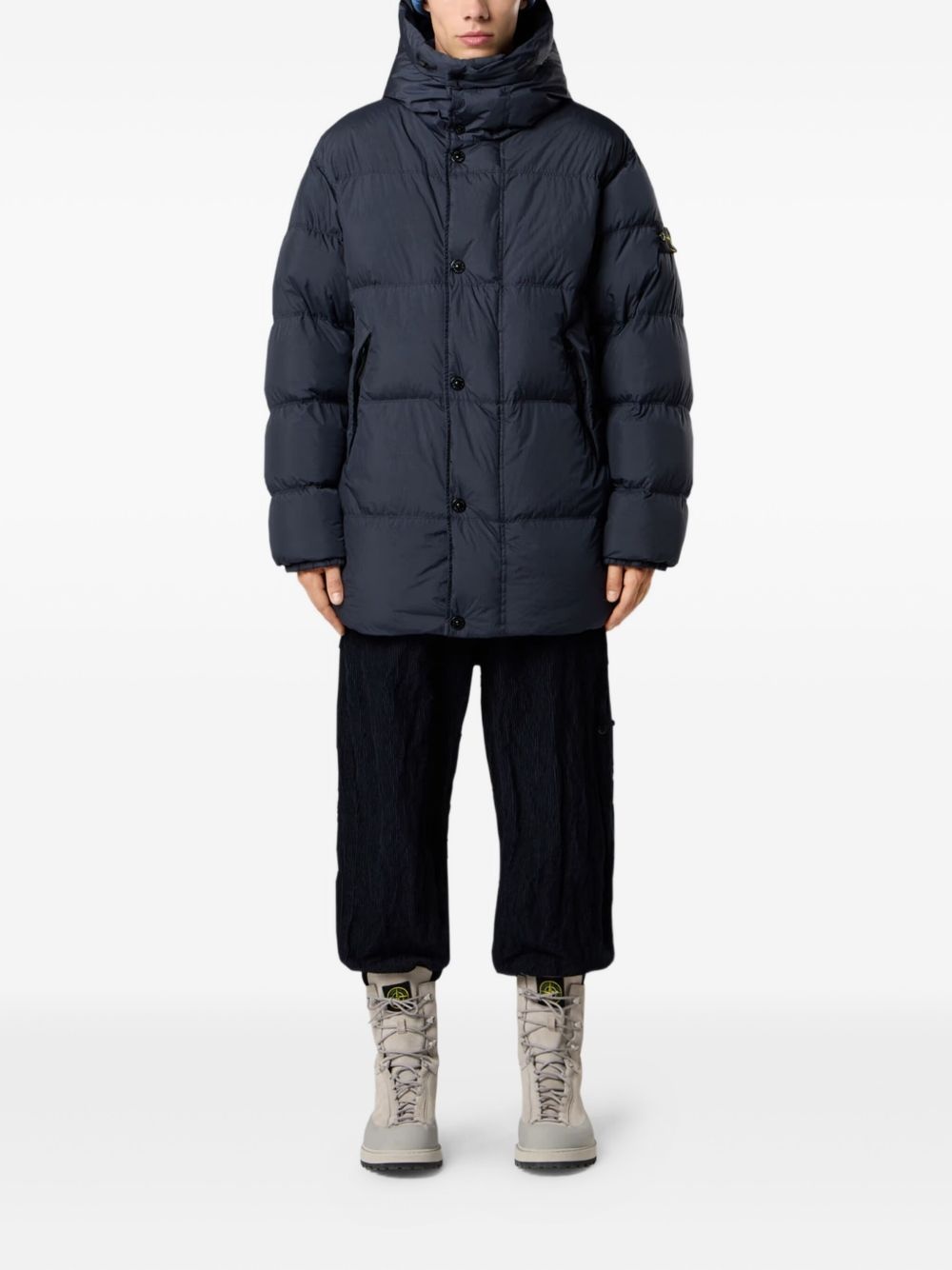 QUILTED HOODED JACKET NAVY BLUE - 3