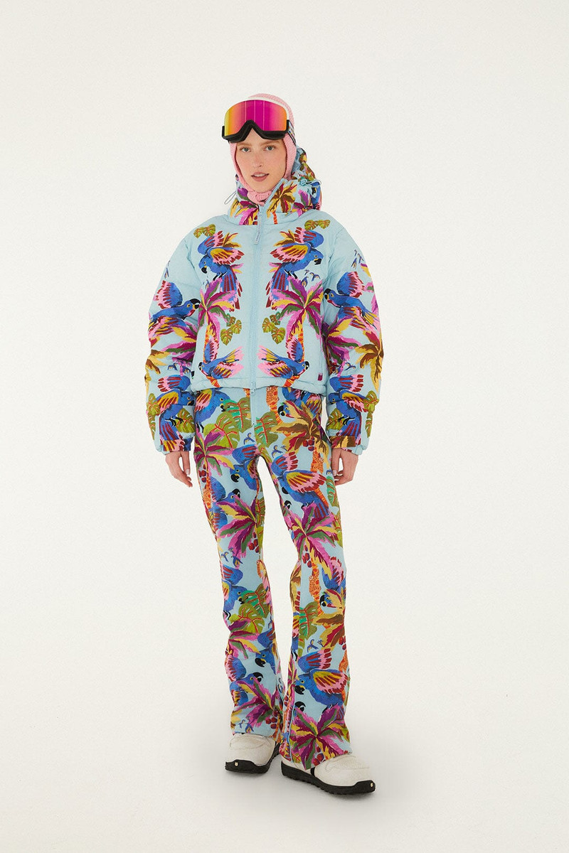 FARM RIO Blue Macaw Suspenders Ski Pants outlook