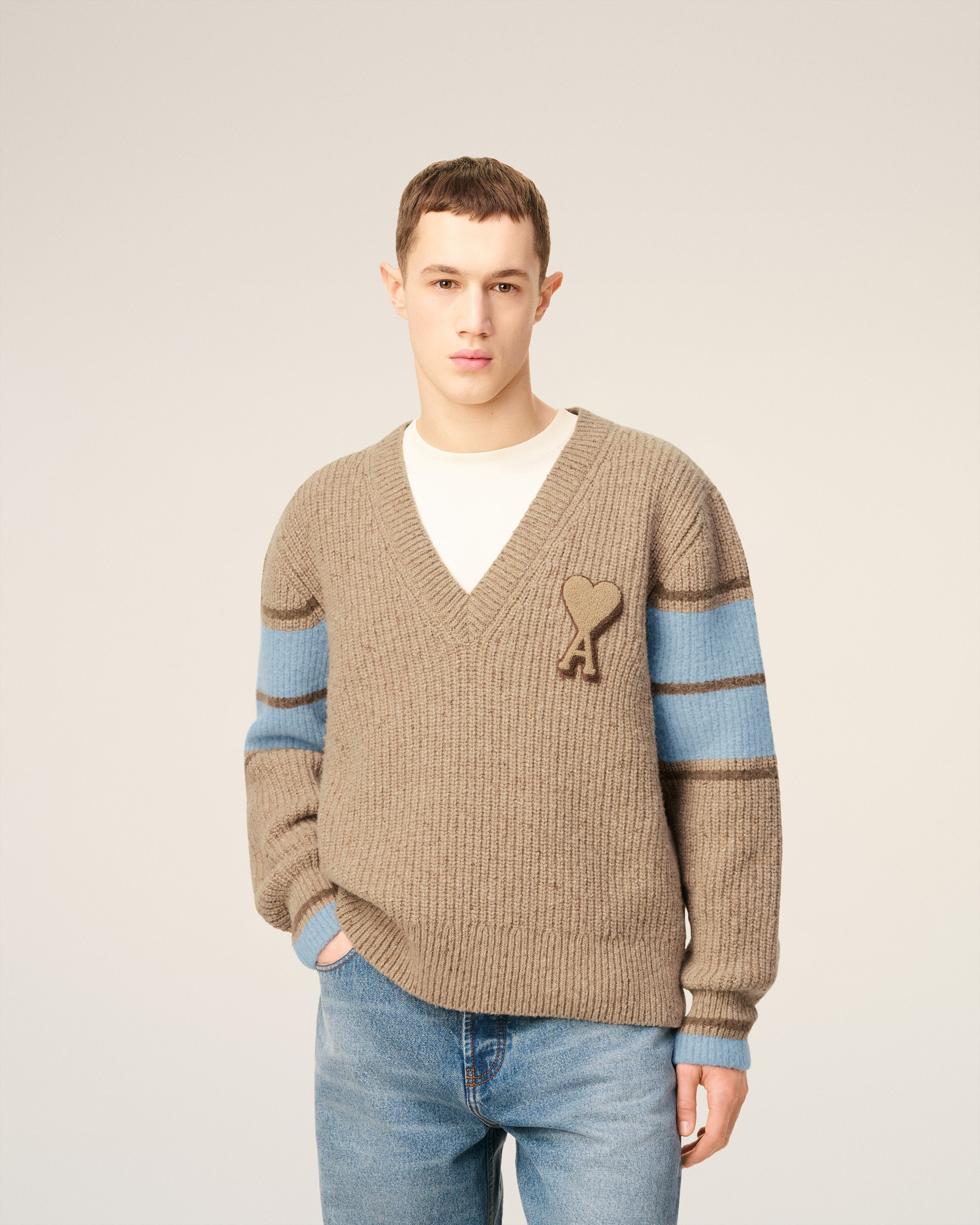 BROWN WOOL COLLEGE SWEATER - 3