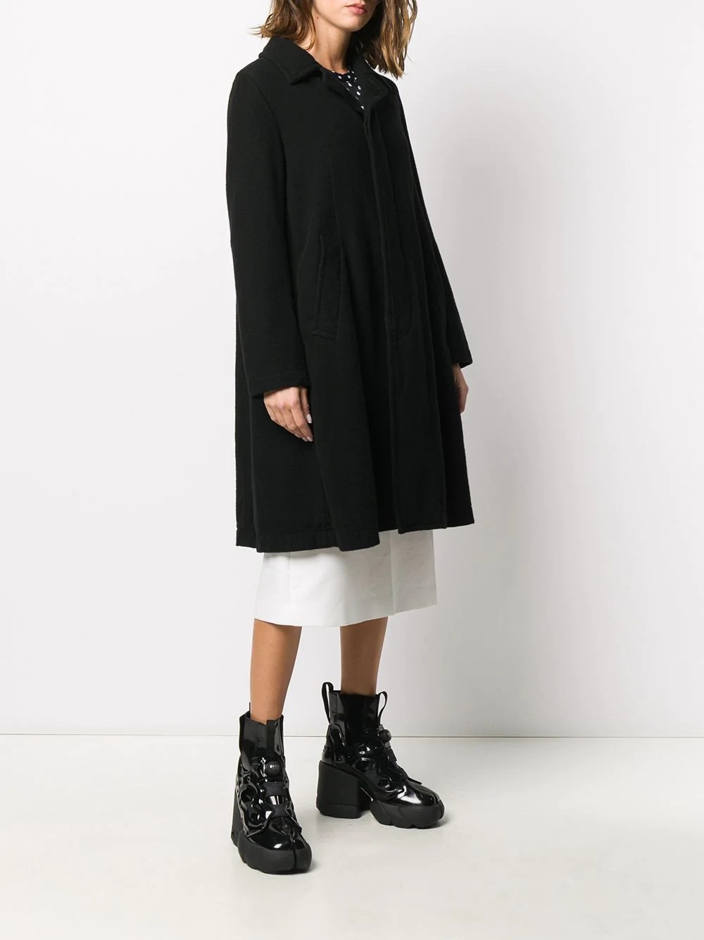 long-sleeved concealed buttoned up coat - 3