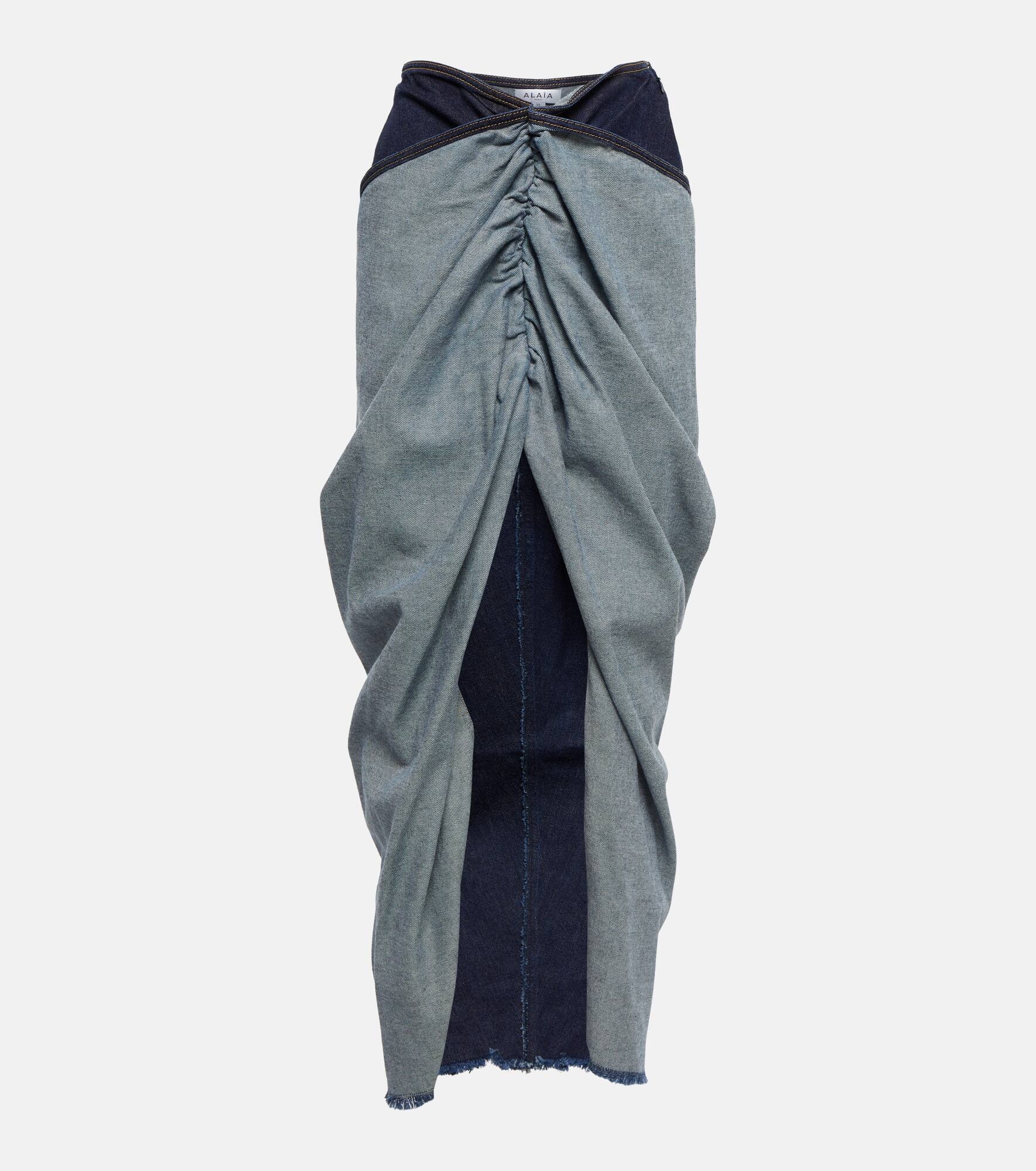 Draped denim maxi skirt - 1