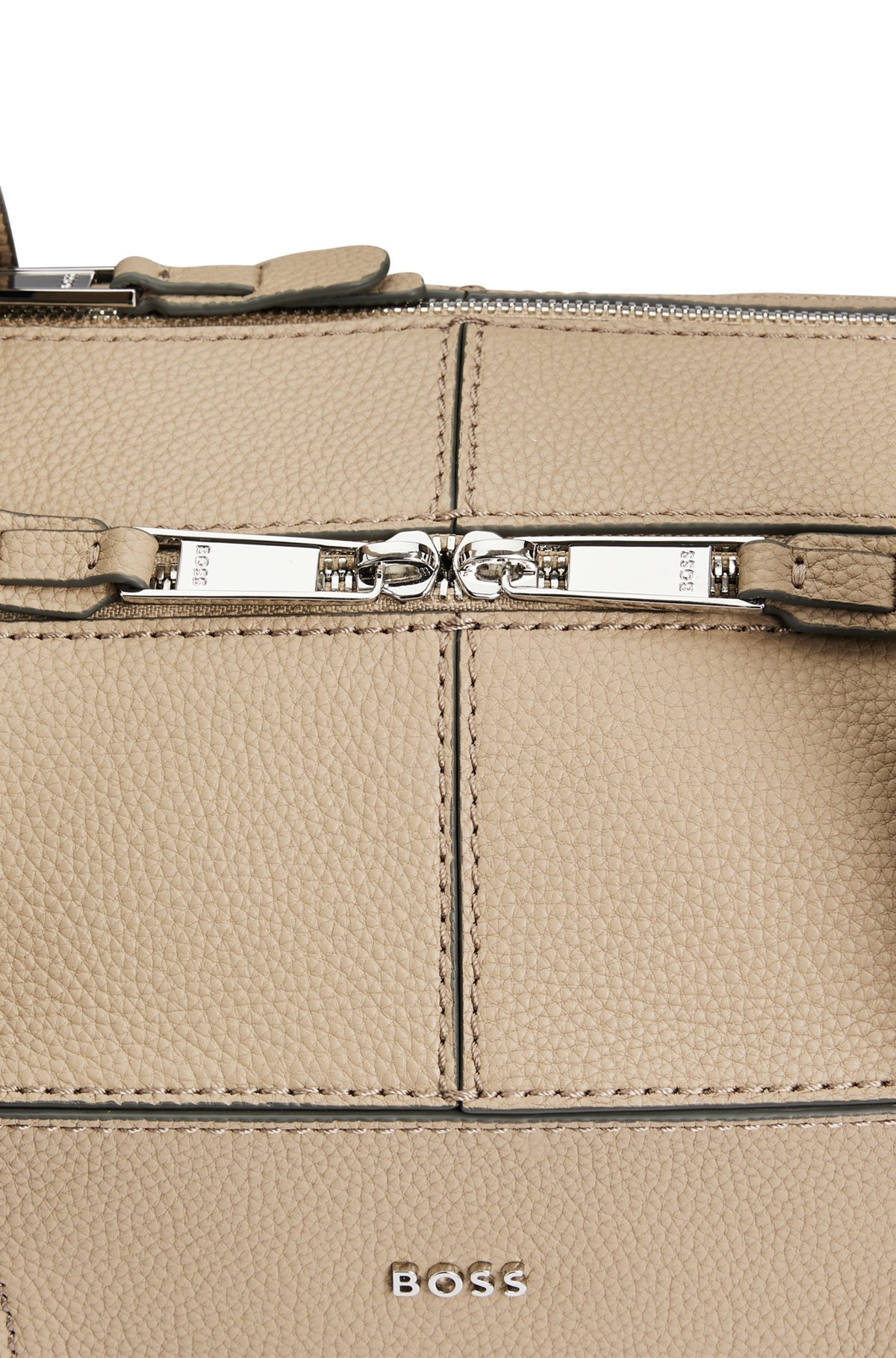 ZIPPED HOLDALL IN GRAINED LEATHER WITH LOGO LETTERING - 7