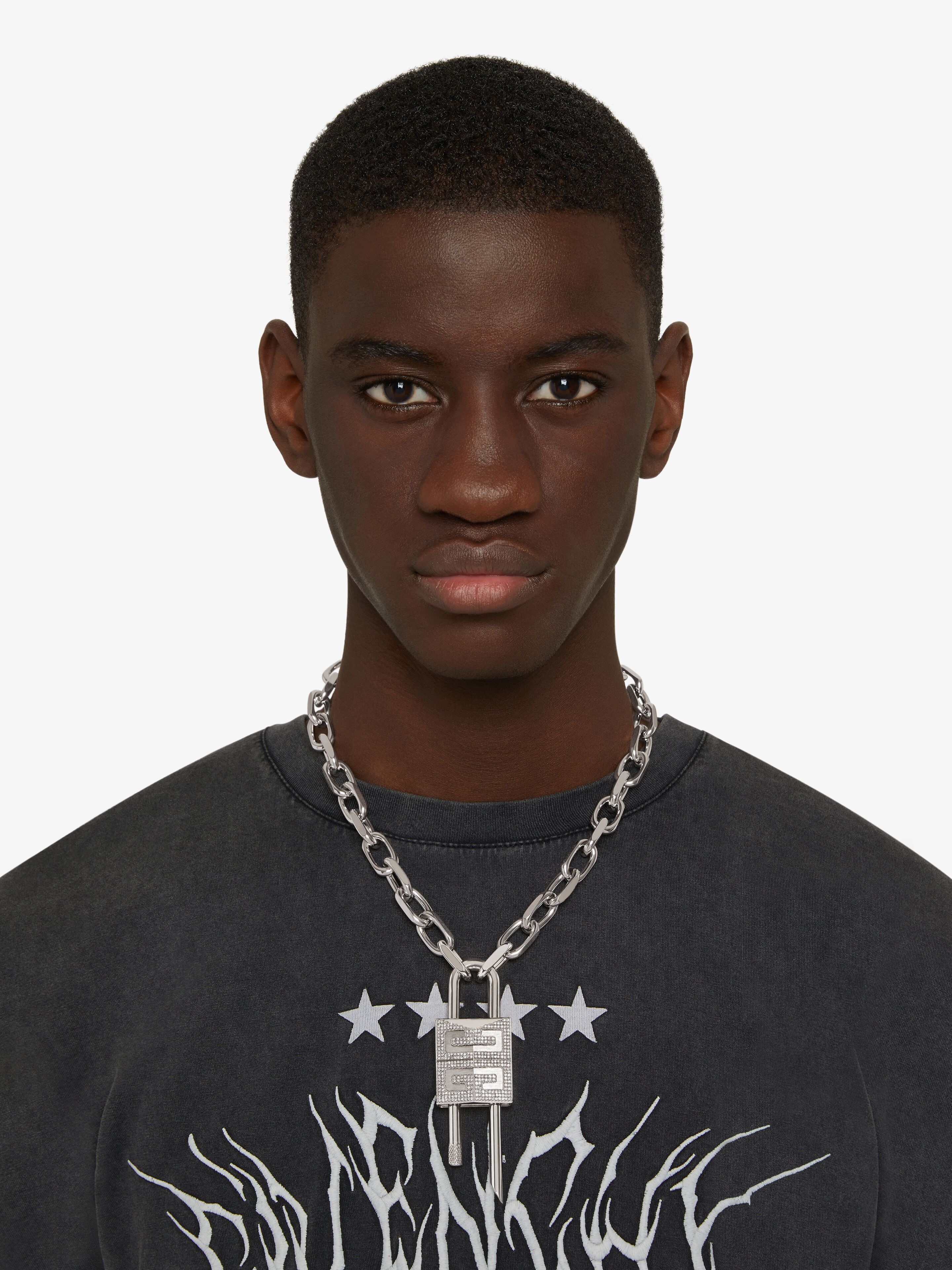 LOCK NECKLACE WITH CRYSTALS - 4