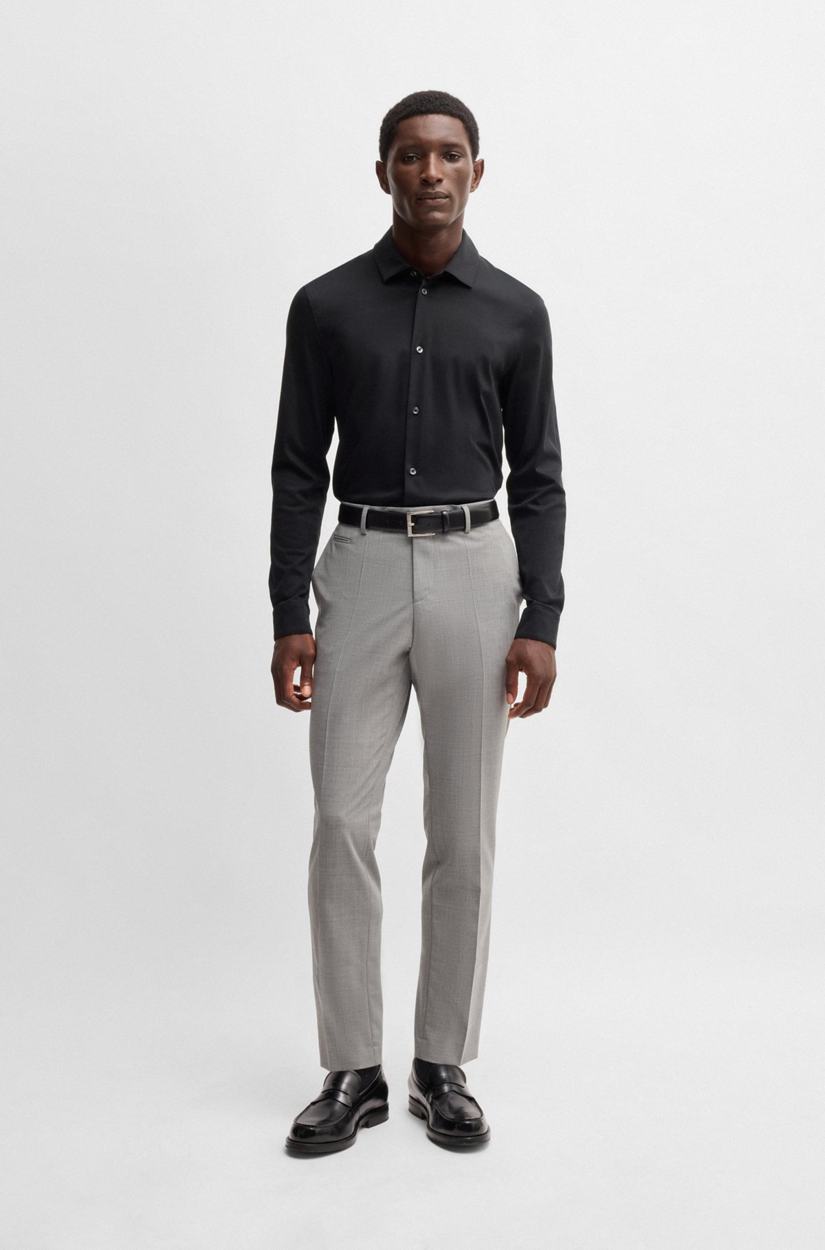 SLIM-FIT LONG-SLEEVED SHIRT IN MERCERIZED COTTON - 4