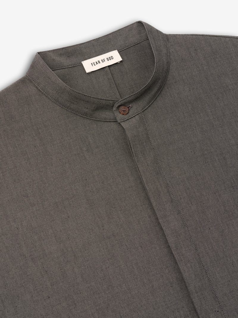 Cotton Wool Oxford Mandarin Relaxed Short Sleeve Shirt 5