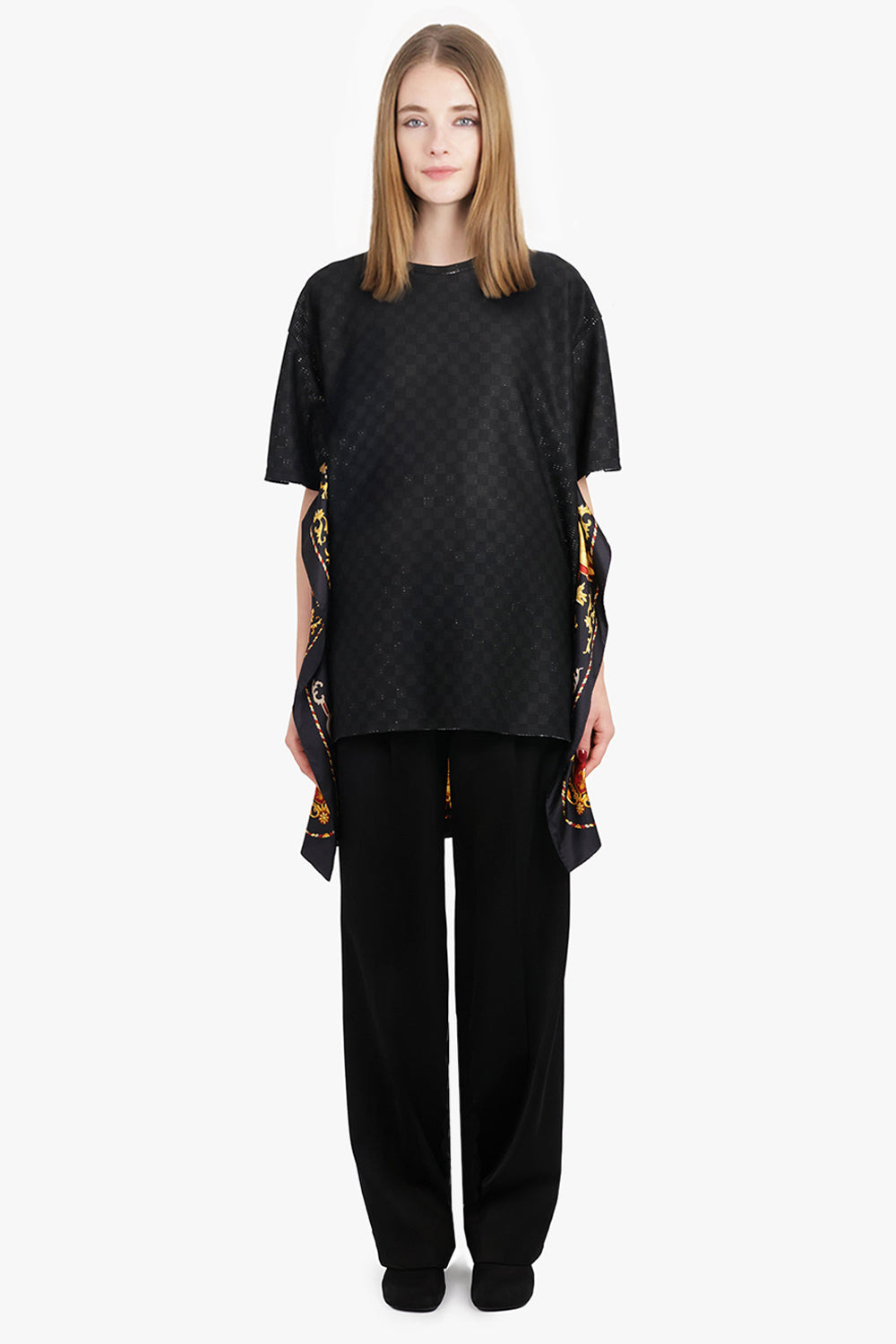 GLITTER S/S TOP X VERSACE SCARF PRINT BACK | BLACK/YELLOW/RED - 2
