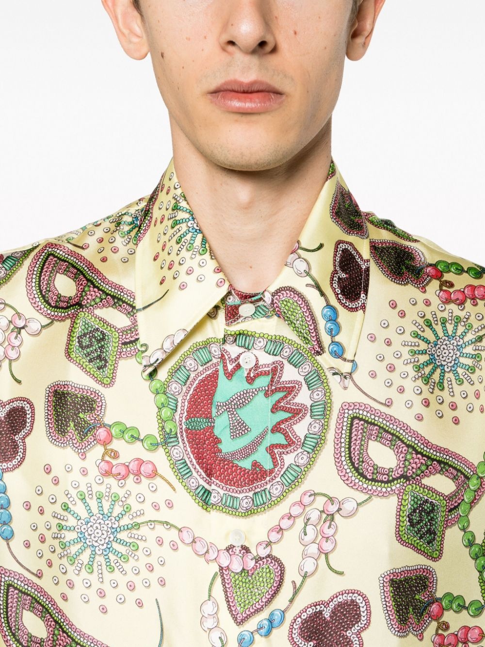 graphic-print silk shirt - 5