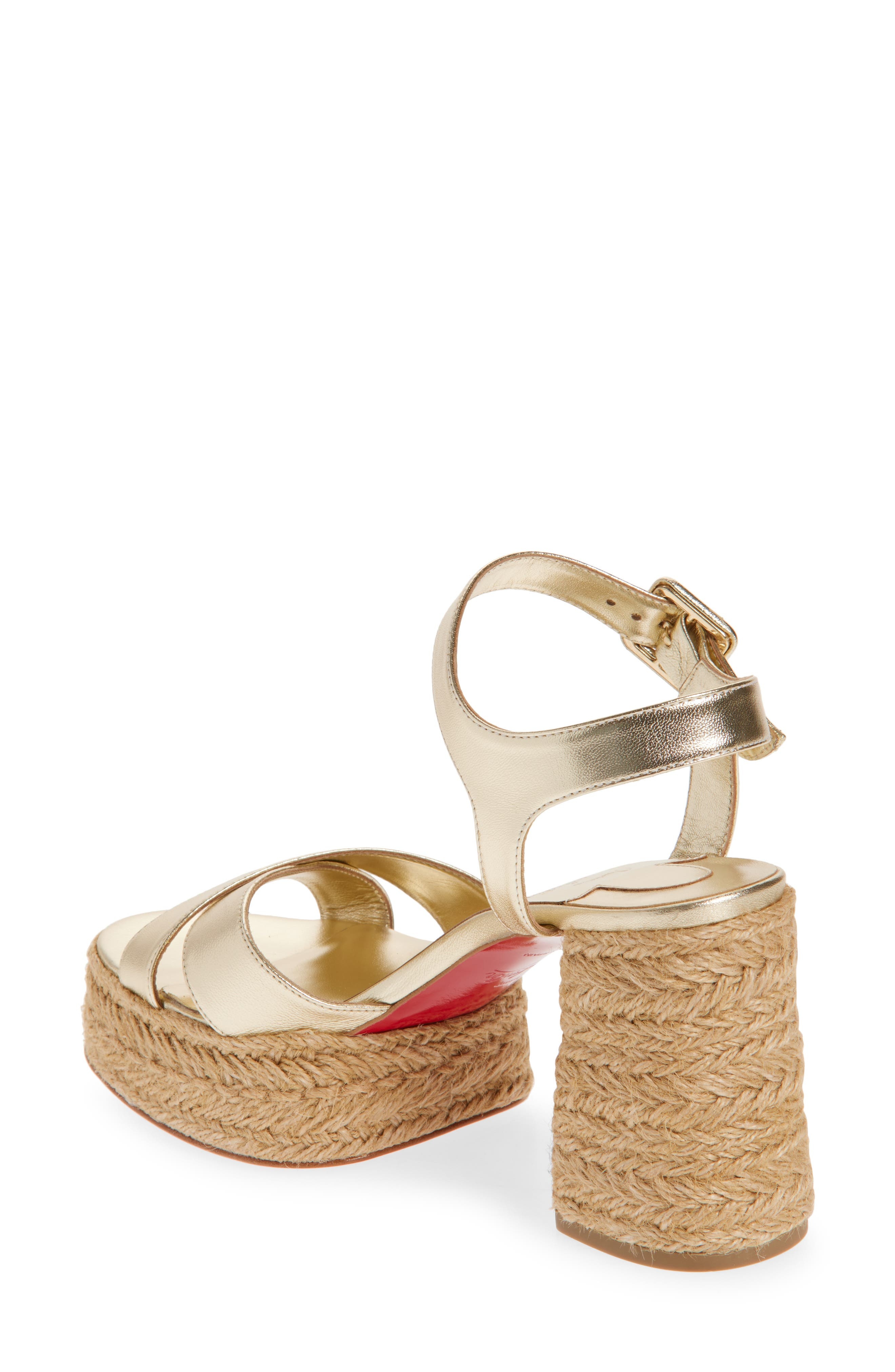 Christian Louboutin Calakala Metallic Leather Espadrille Platform Sandal in Platine at Nordstrom - 2