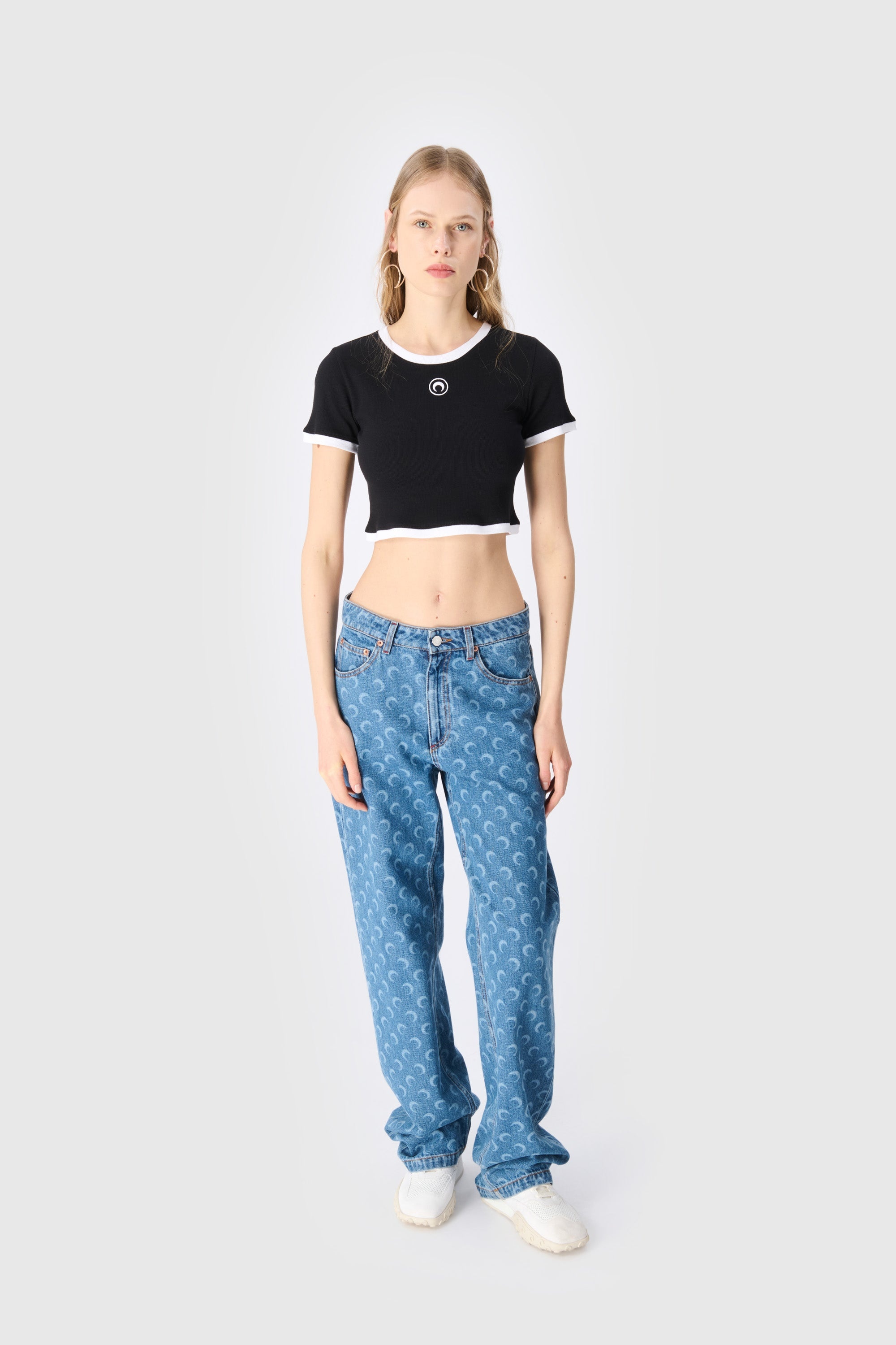 Moon Logo Ribbed Jersey Cropped Top - 2