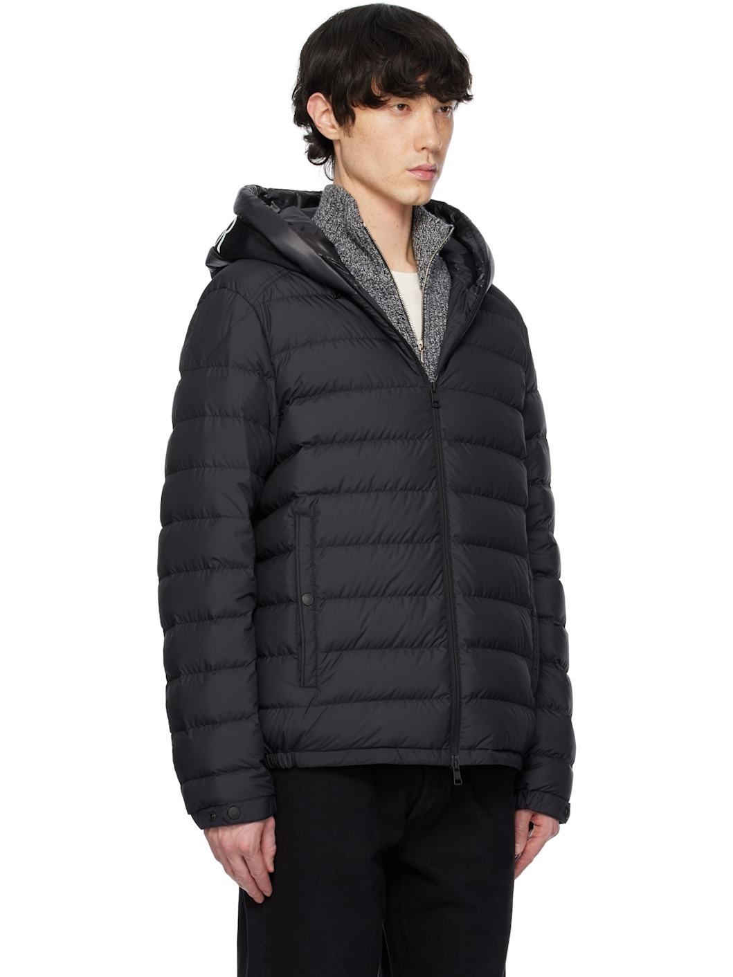 Black Chevrerie Hooded Short Down Jacket - 2
