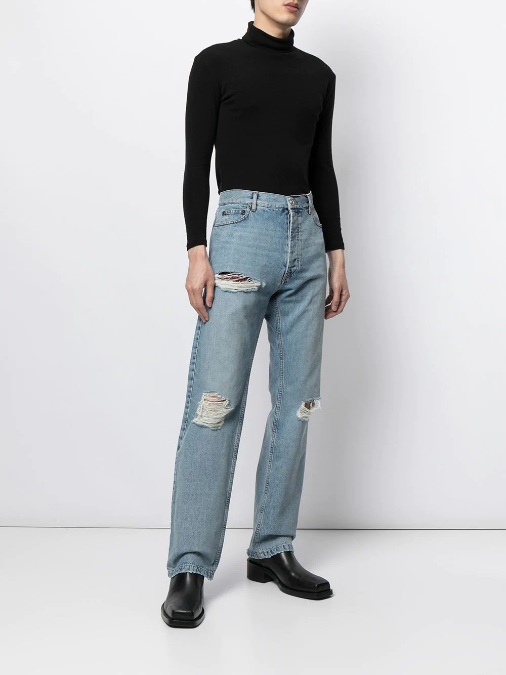 Destroyed Normal straight-leg denim jeans - 2