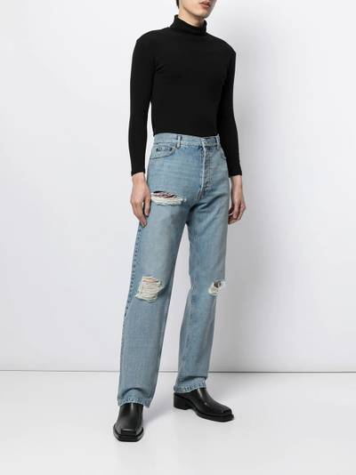 BALENCIAGA Destroyed Normal straight-leg denim jeans outlook