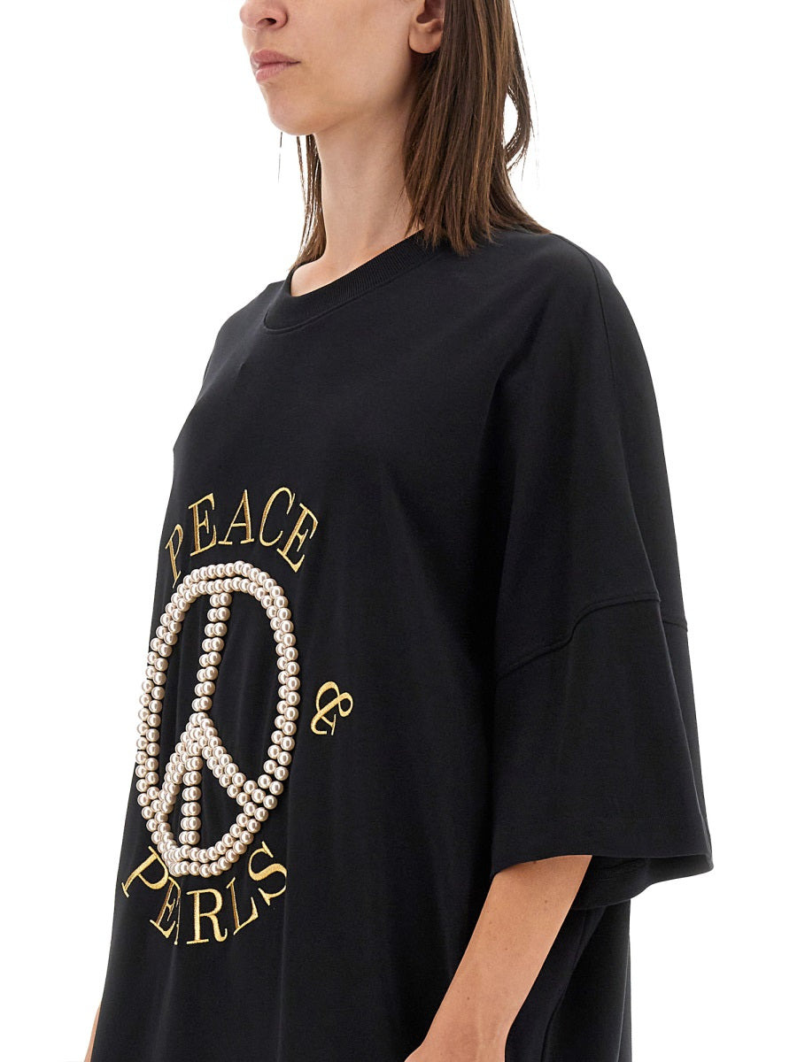Moschino Women Peace & Pearls Cotton Interlock Dress - 4