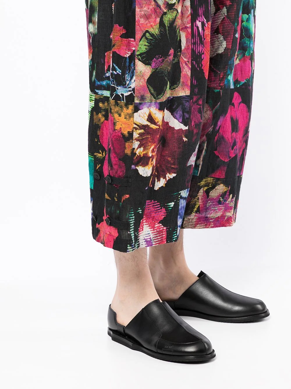 patchwork floral-print cropped trousers - 5